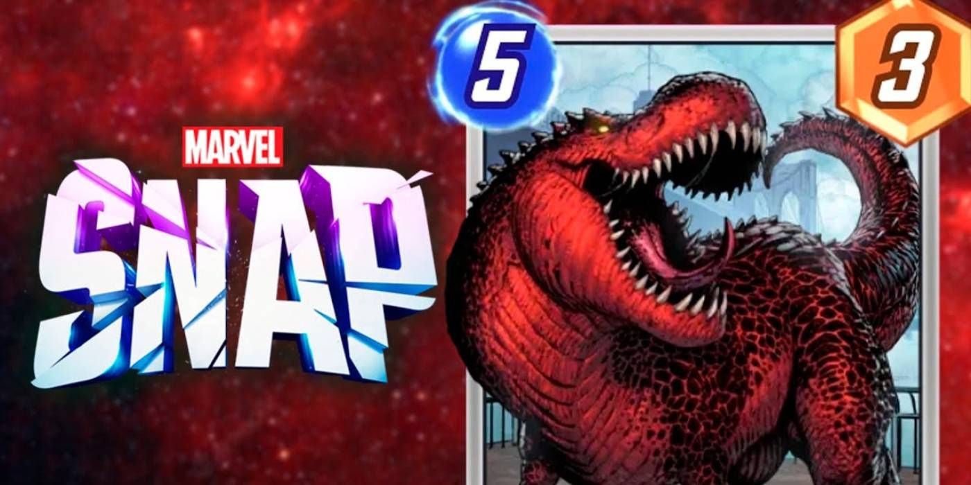 Marvel Snap Devil Dinosaur 5 custo de energia 3 cartão de poder usado em decks de zoológico