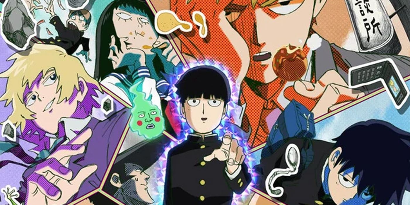 Colagem de personagens de Mob Psycho