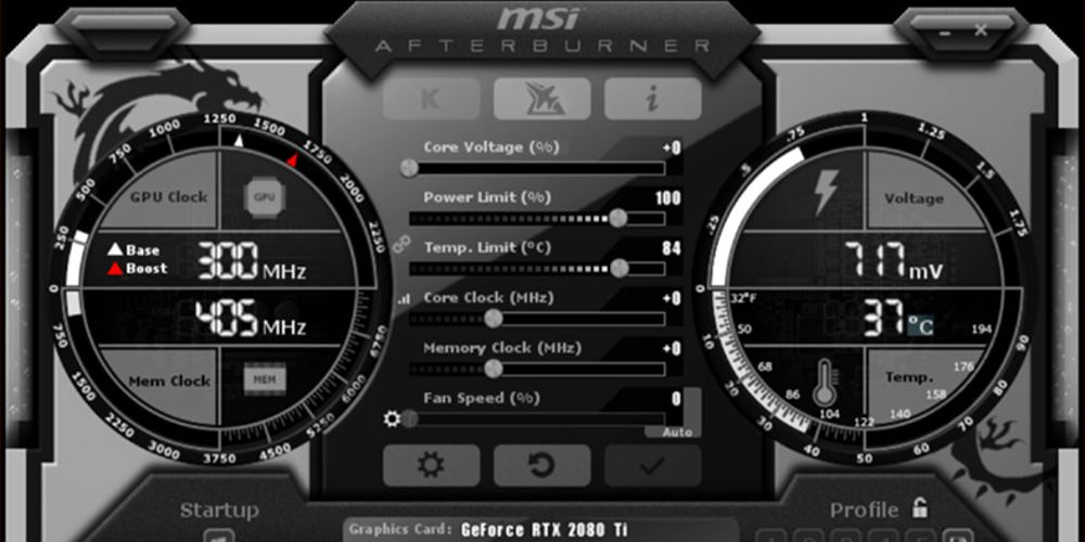 Uma leitura do MSI-Afterburner é exibida