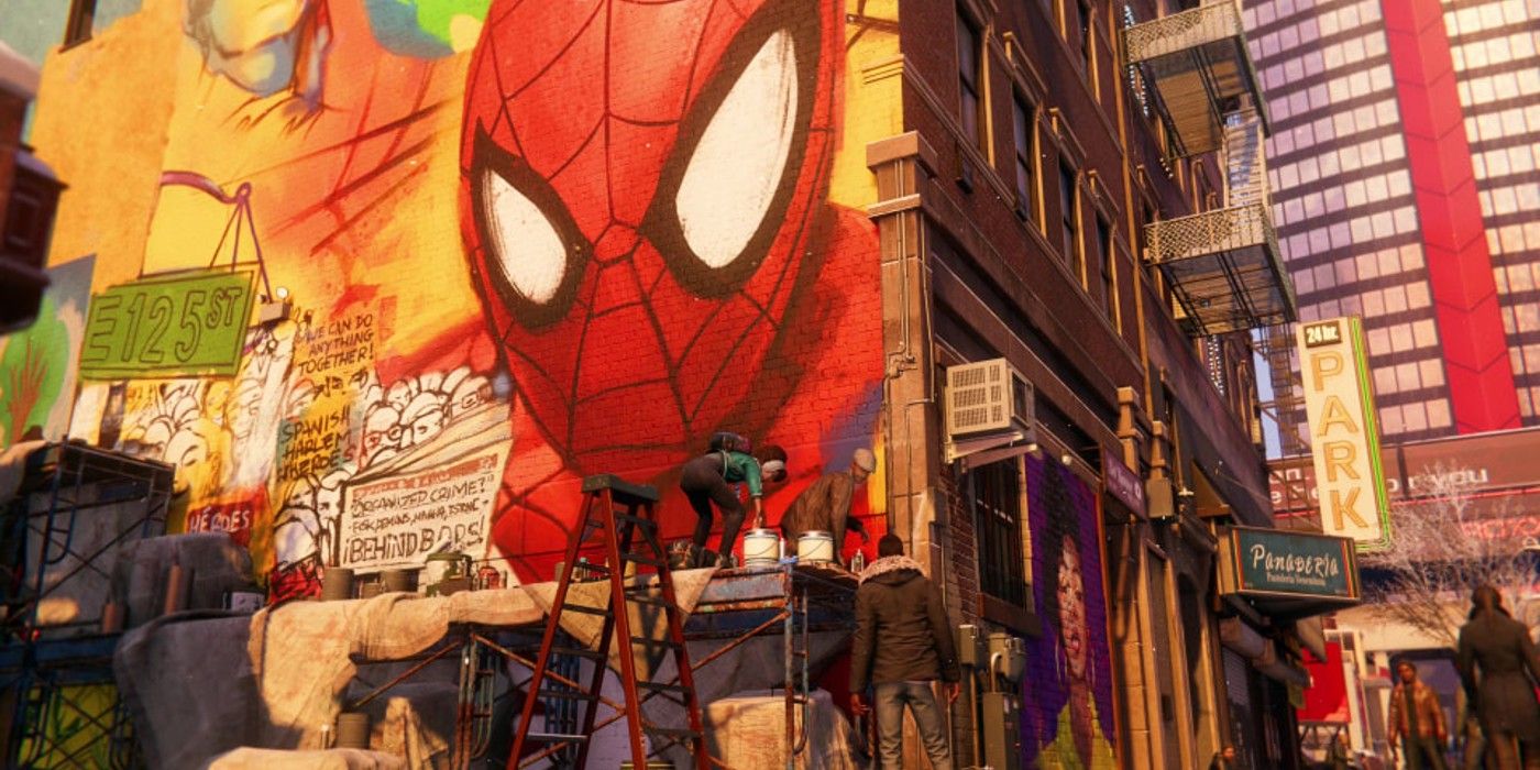 A Mural of Spider-Man in Miles Morales game