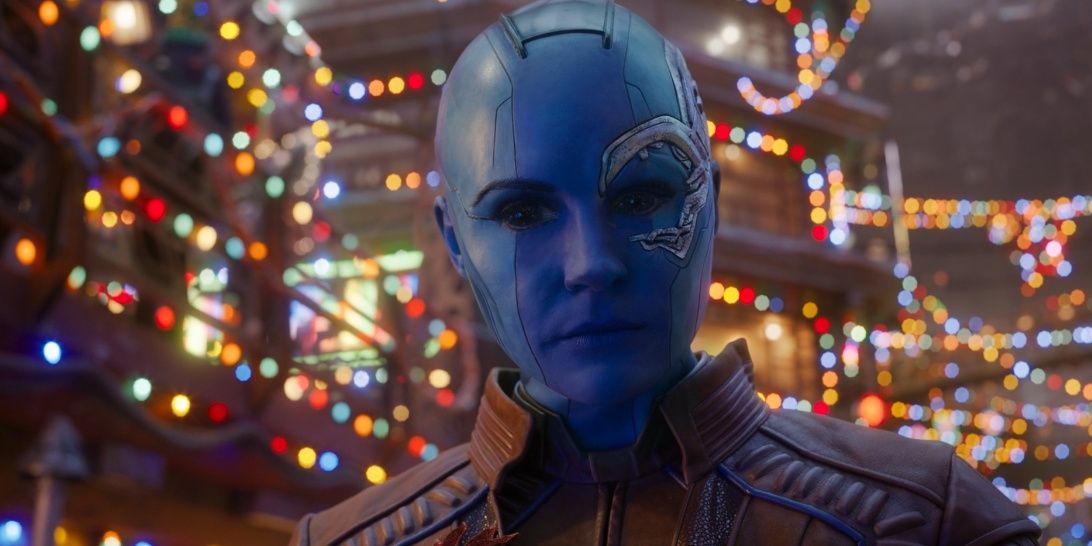 Nebula looking down in The Guardians of the Galaxy Holiday Special 