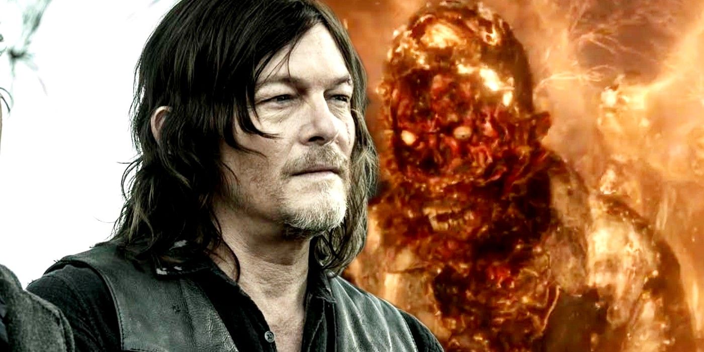 Norman Reedus as Daryl and zombie in Walking Dead