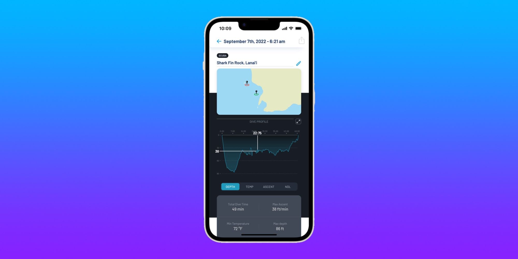 The Oceanic+ app screen capture on an iPhone 14.