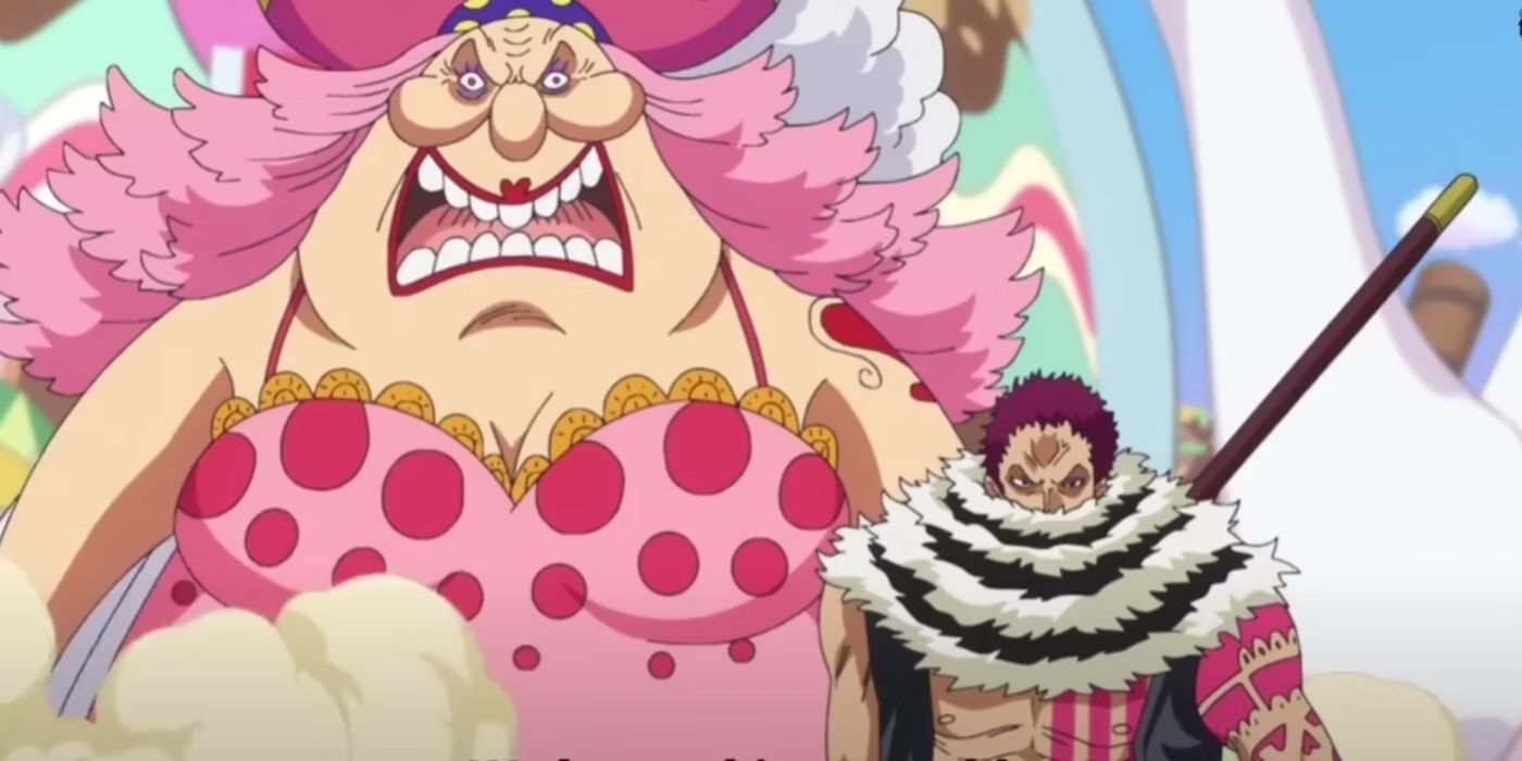 Big Mom and Katakuri in One Piece on Whole Cake Island.