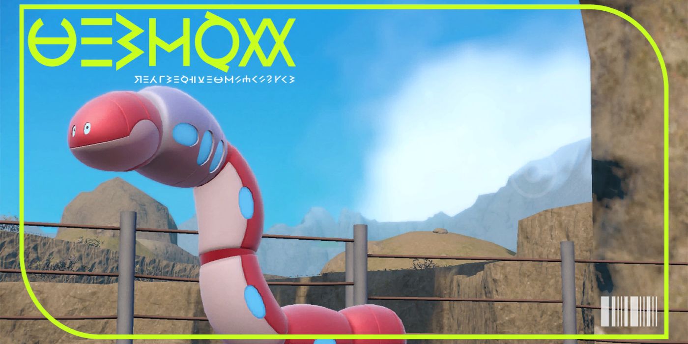 Um Orthworm gigante cercado por cavernas em Pokémon Scarlet e Violet