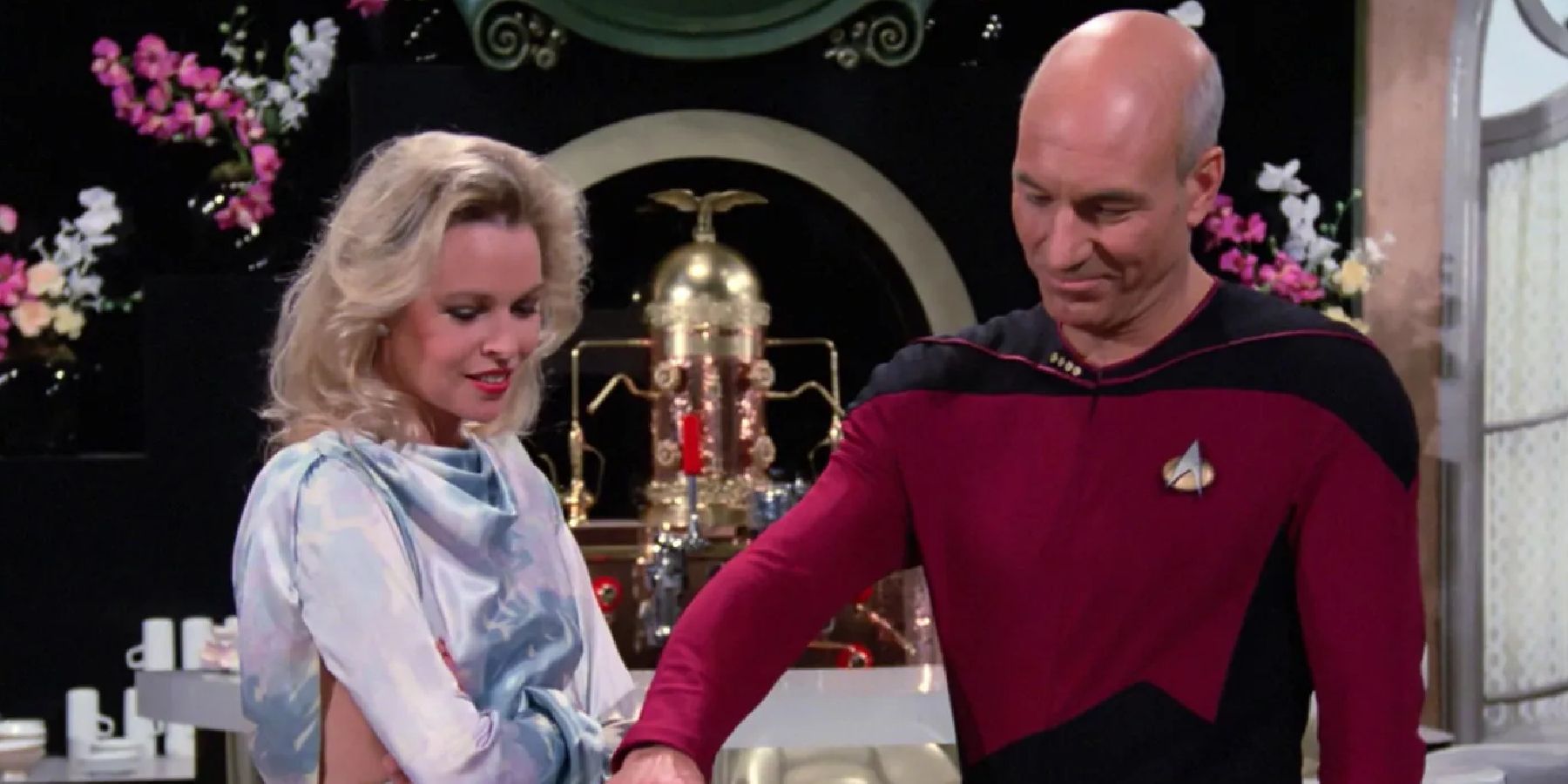 Michelle Phillips en Patrick Stewart in Star Trek