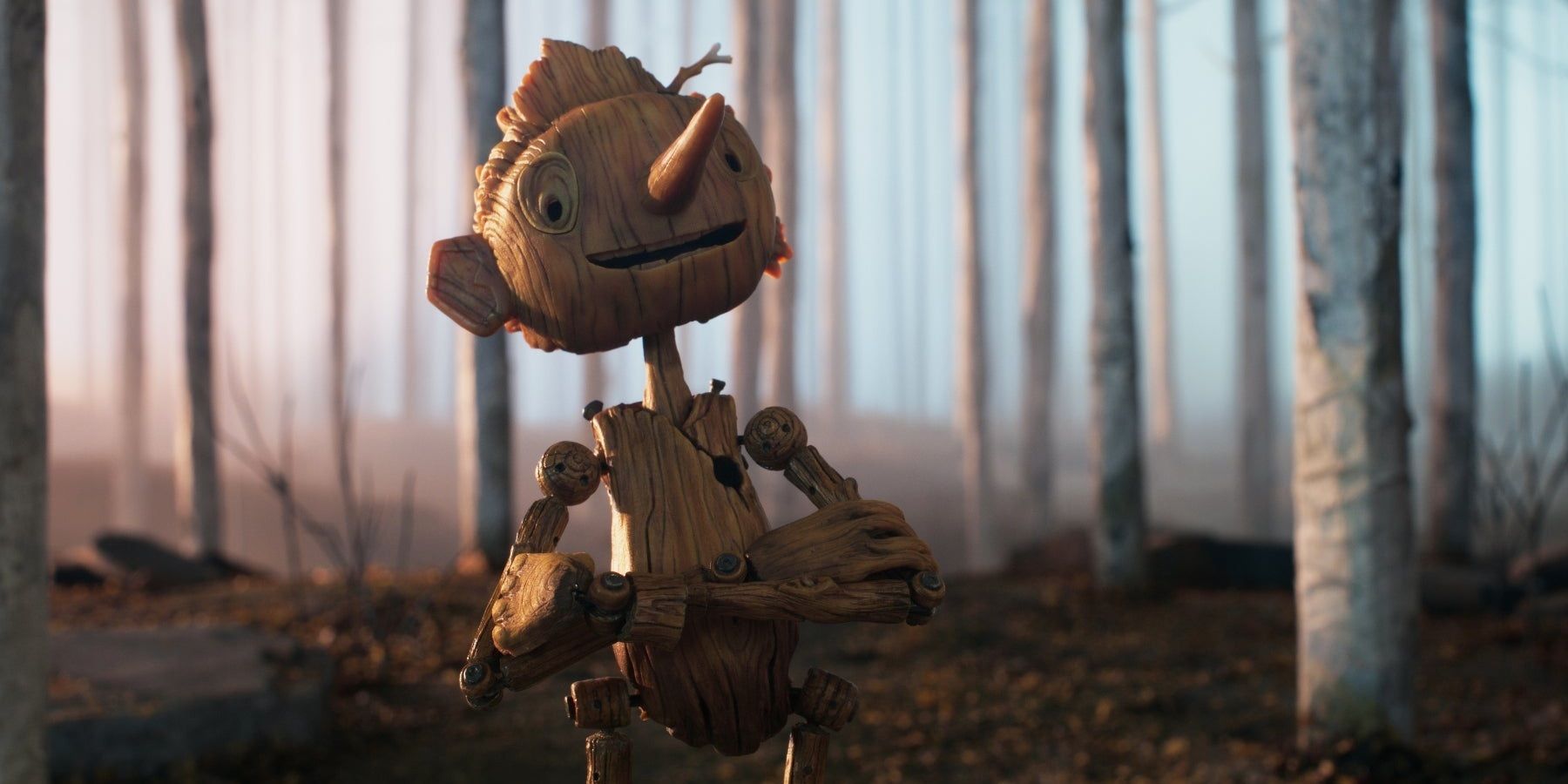 Pinocchio in the woods in Guillermo del Toro's Pinocchio