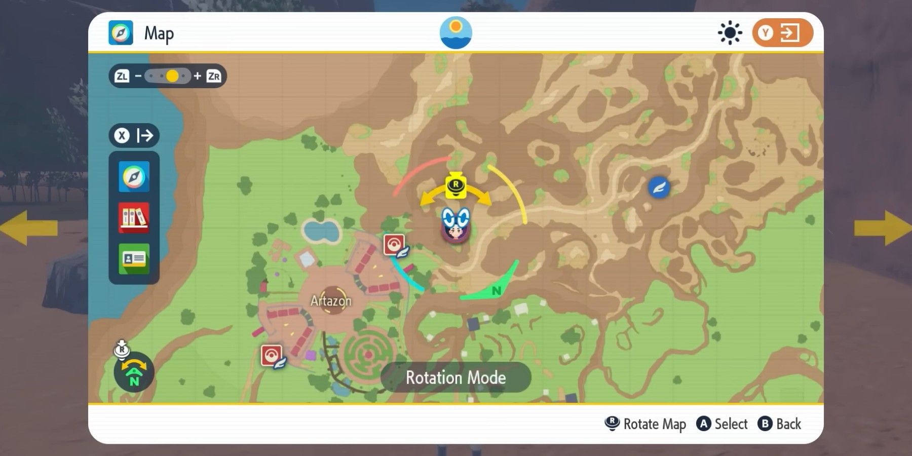Pokémon Scarlet Violet fast travel icons on the map