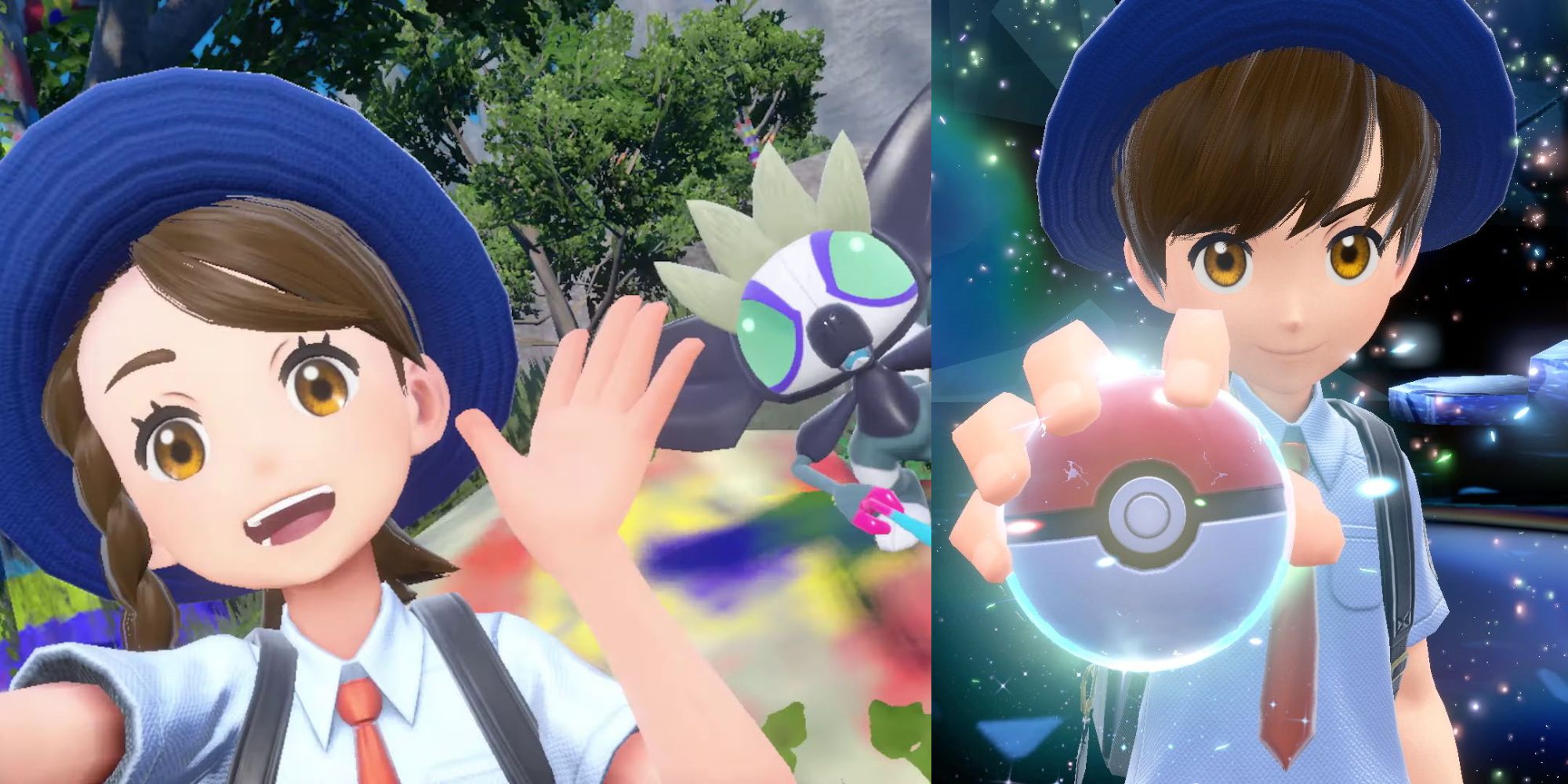 Two images from Pokemon Scarlet and Violet
