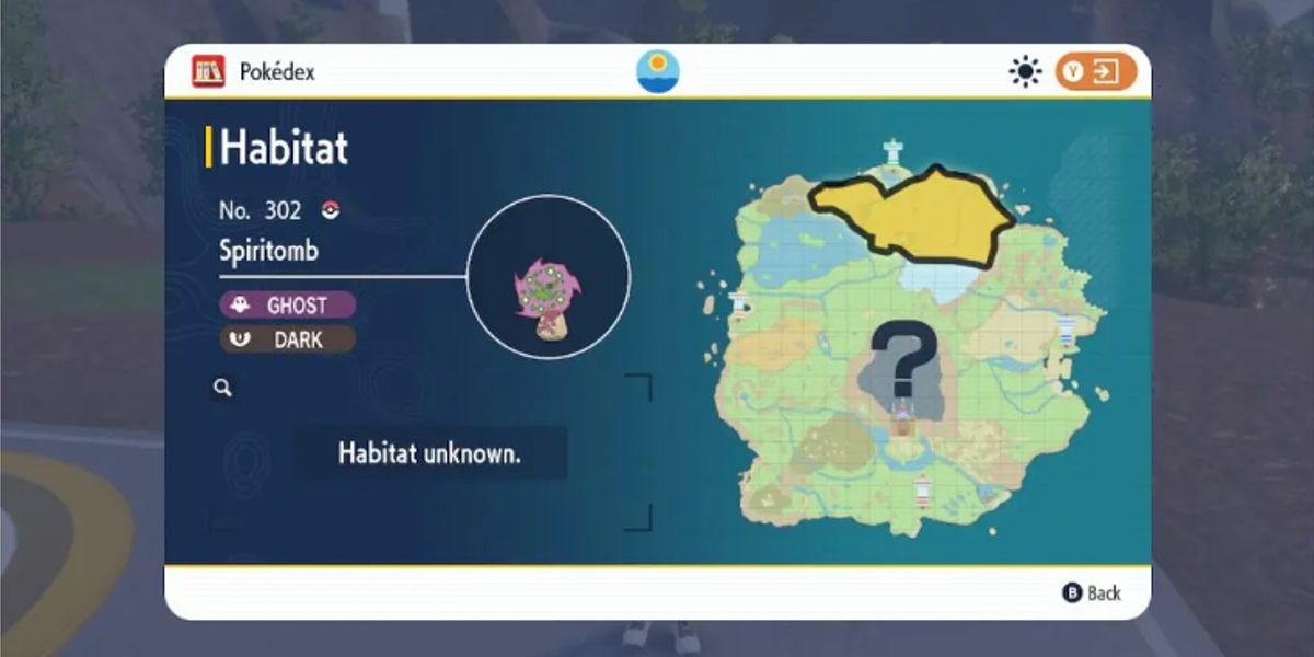 Localização Pokémon Violet e Scarlet Spiritomb