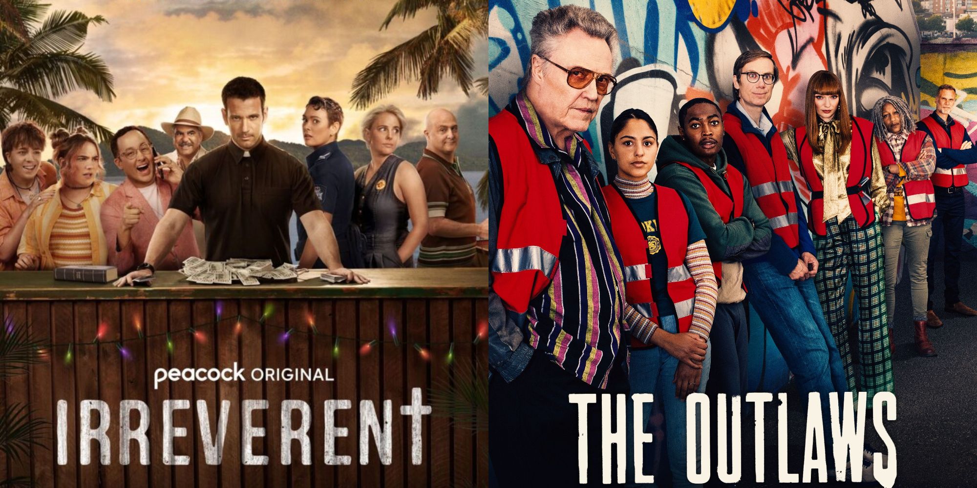 Split image showing posters for Irreverent and The Outlaws