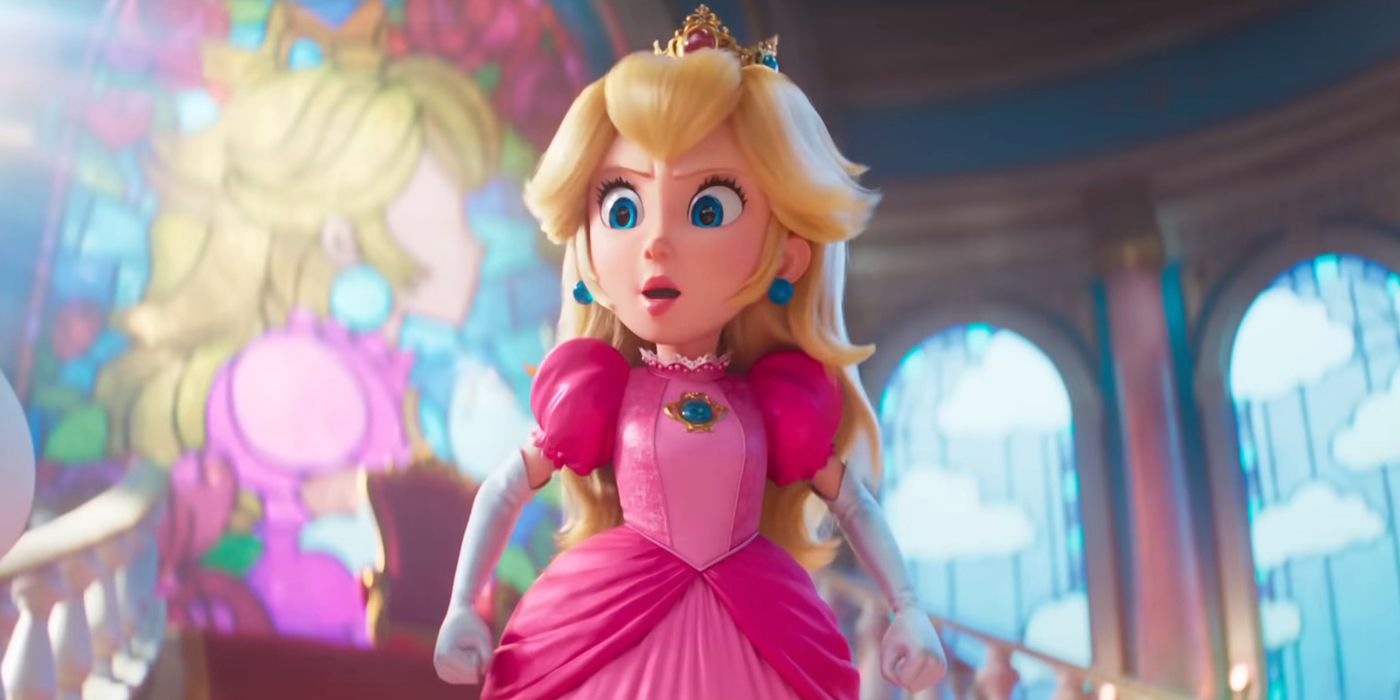 Princess Peach Races Down Rainbow Road In Super Mario Bros Movie Poster