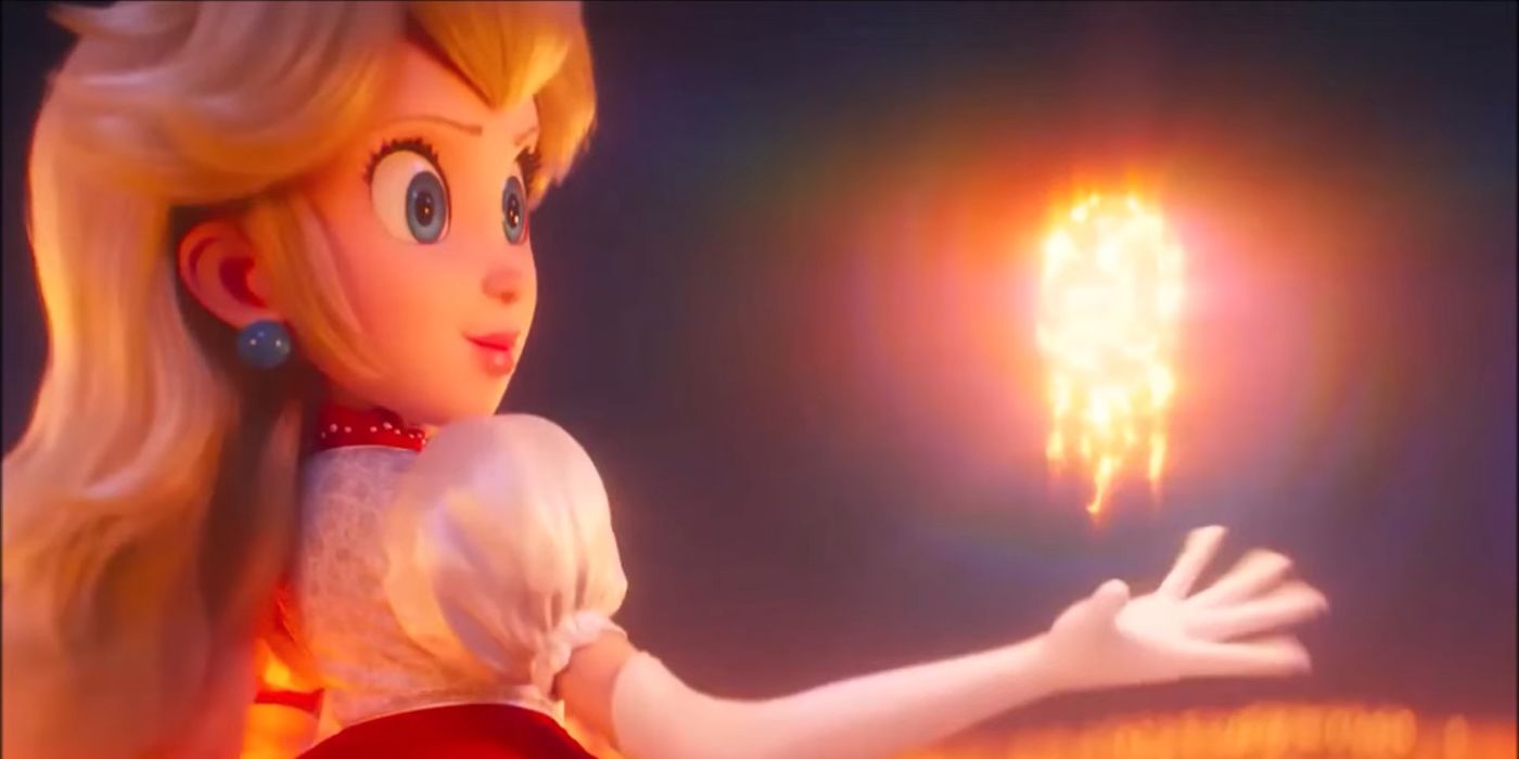 Princess Peach with fire power in Super Mario Bros Movie