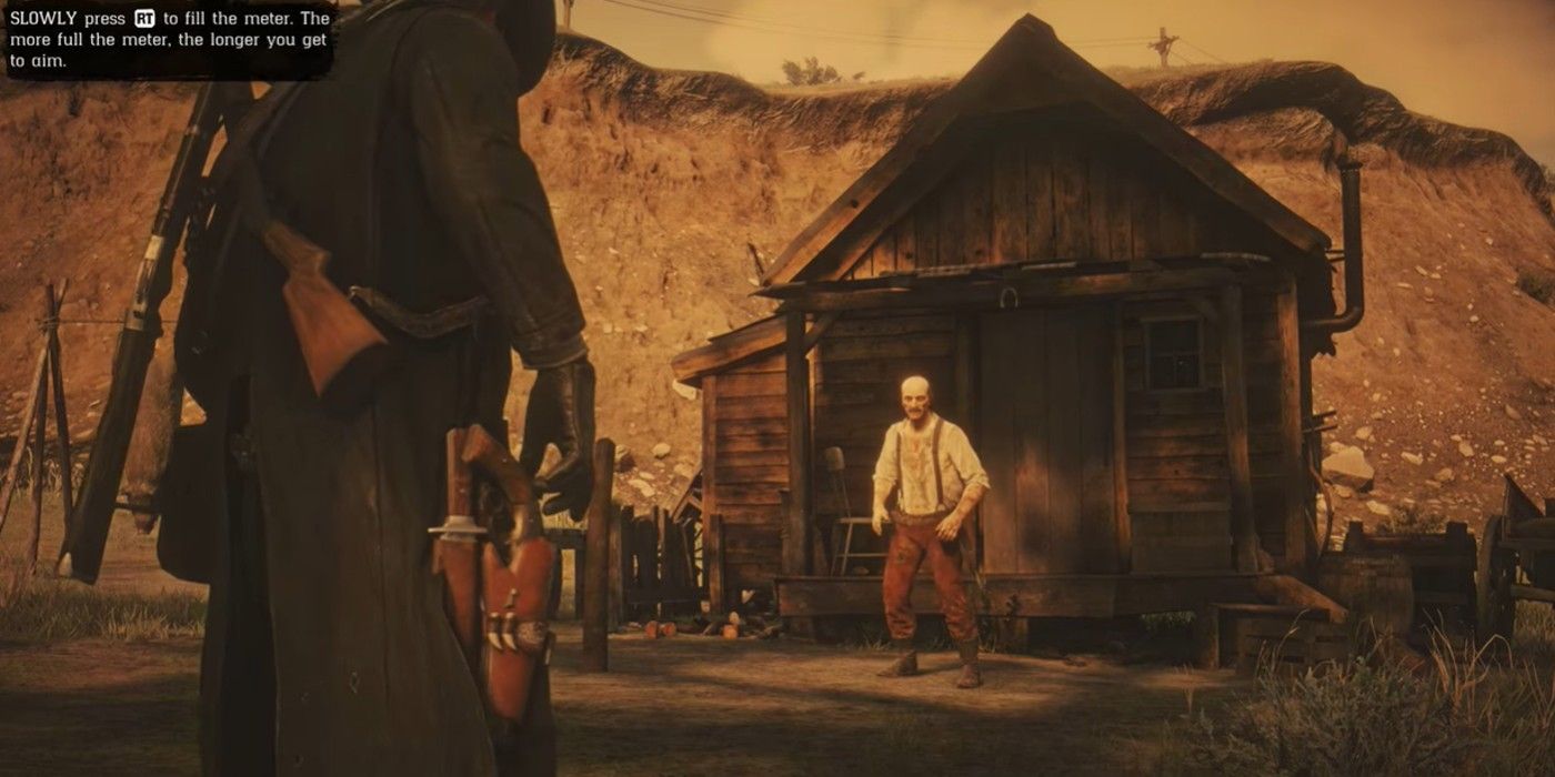 Arthur duelando com Emmet Granger em Red Dead Redemption 2