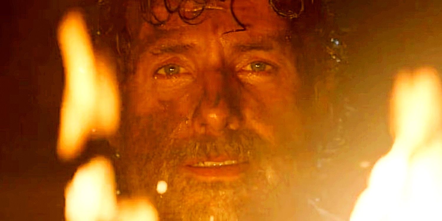 Rick looking through the flames in The Walking Dead series finale