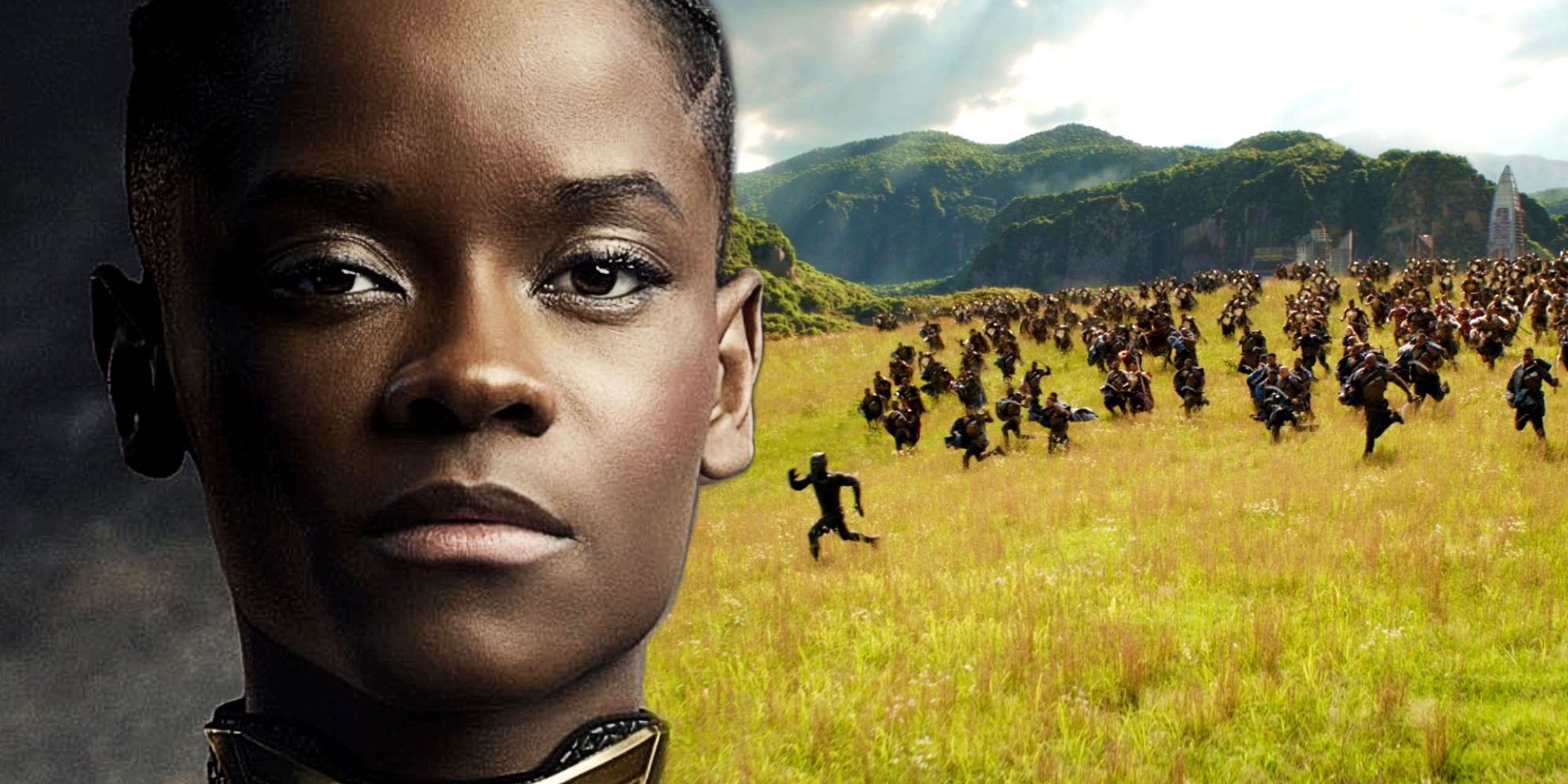 Shuri como Pantera Negra e Wakanda em Vingadores: Guerra Infinita