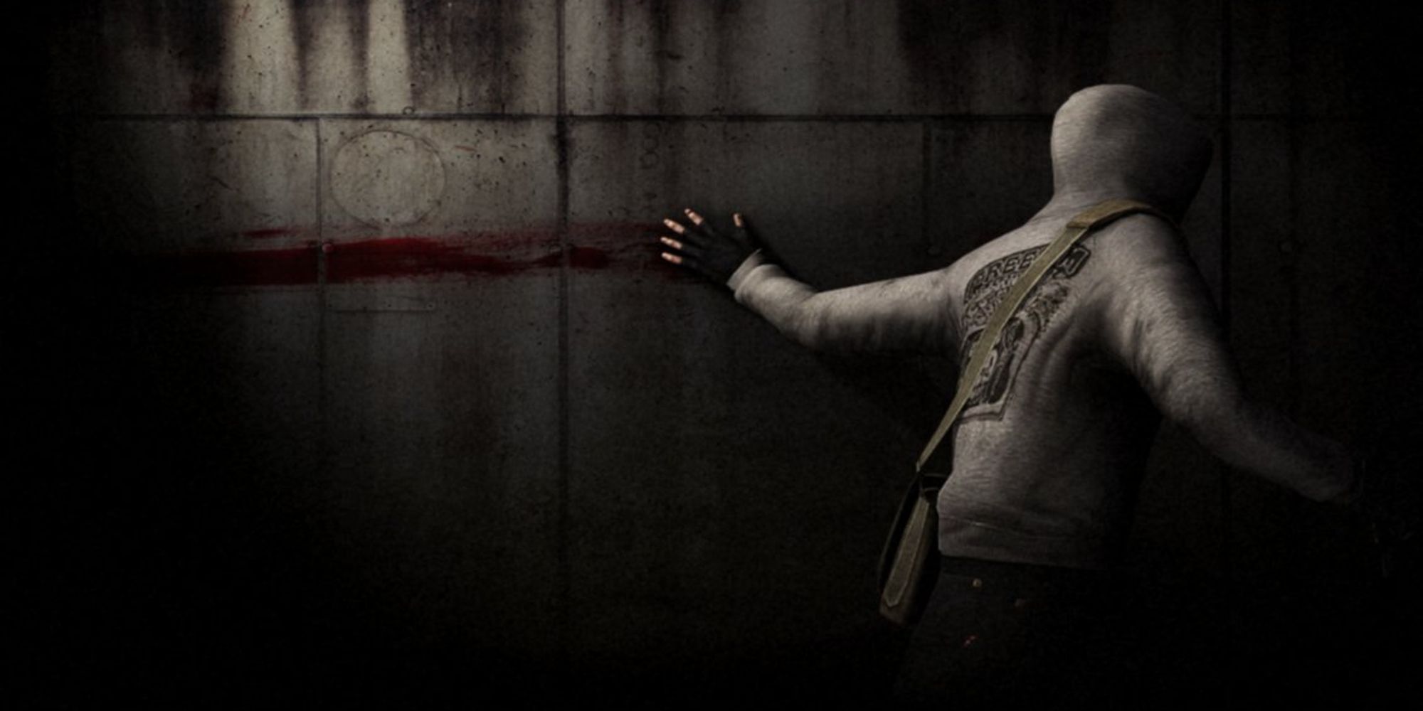 Simon sprawling bloon on the wall in key art for Cry Of Fear (2013)