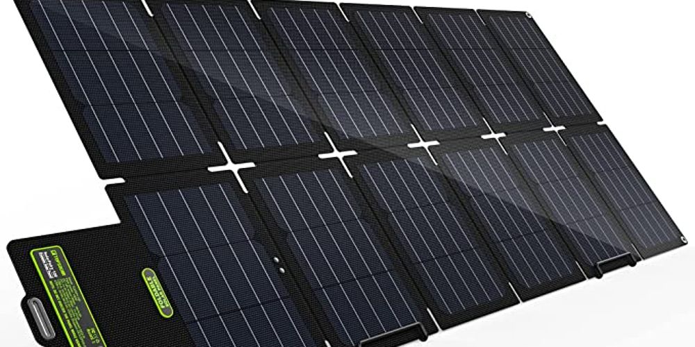 A SolarFairy portable panel is displayed