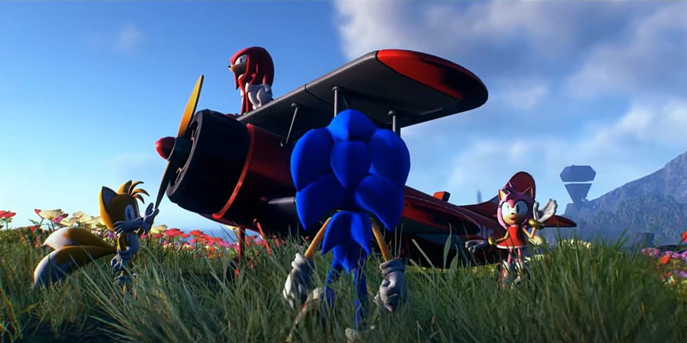Sonic, Tails, Knuckles, and Amy in the mid-credits scene of Sonic Frontiers