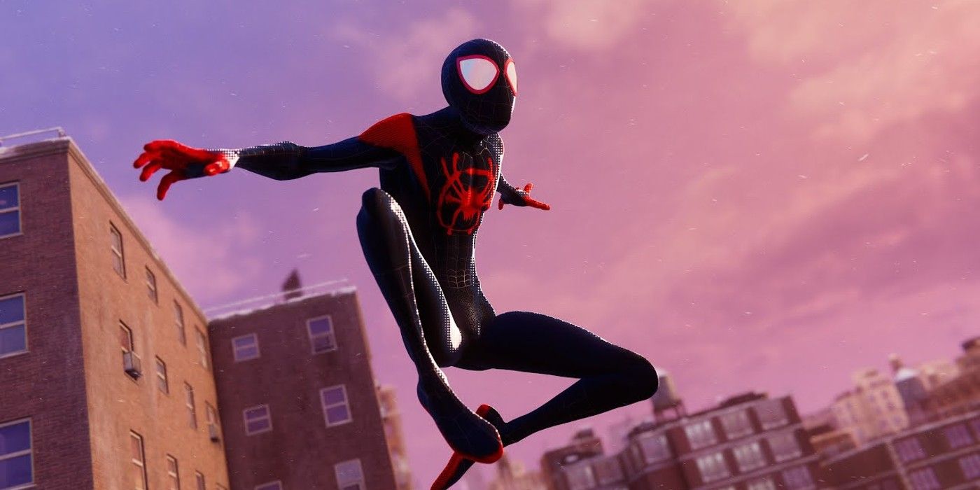 Traje Spider-Verse no jogo Miles Morales