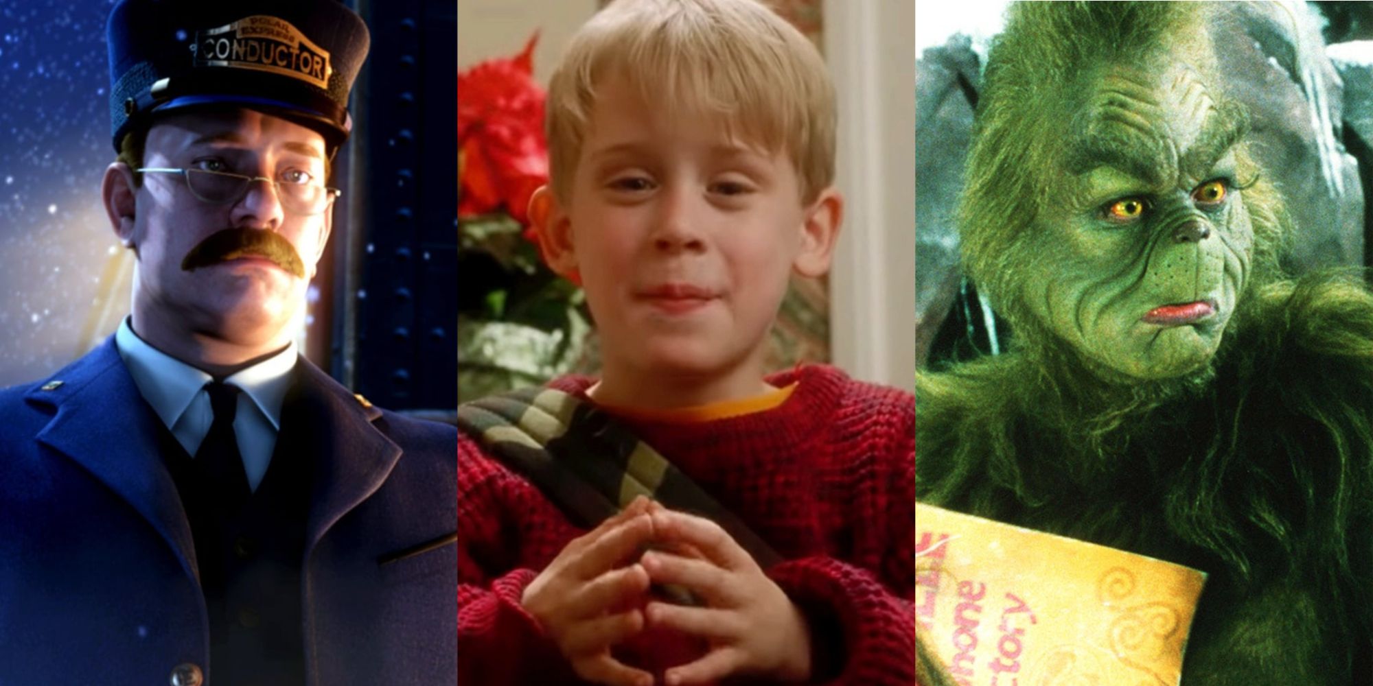 Split image of iconic Christmas characters from various movies