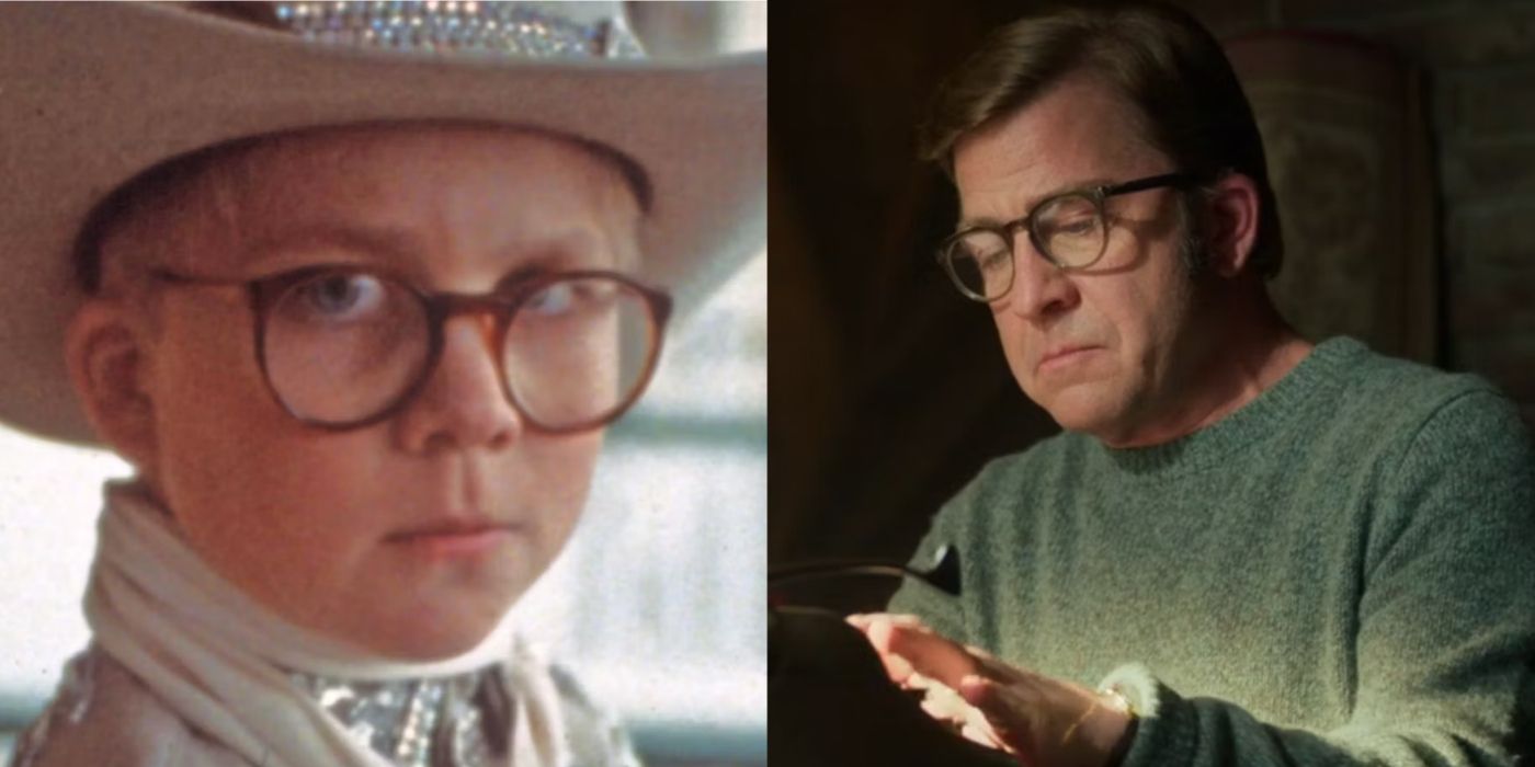 Split image of Ralphie in A Christmas Story and Ralphie in A Christmas Story Christmas