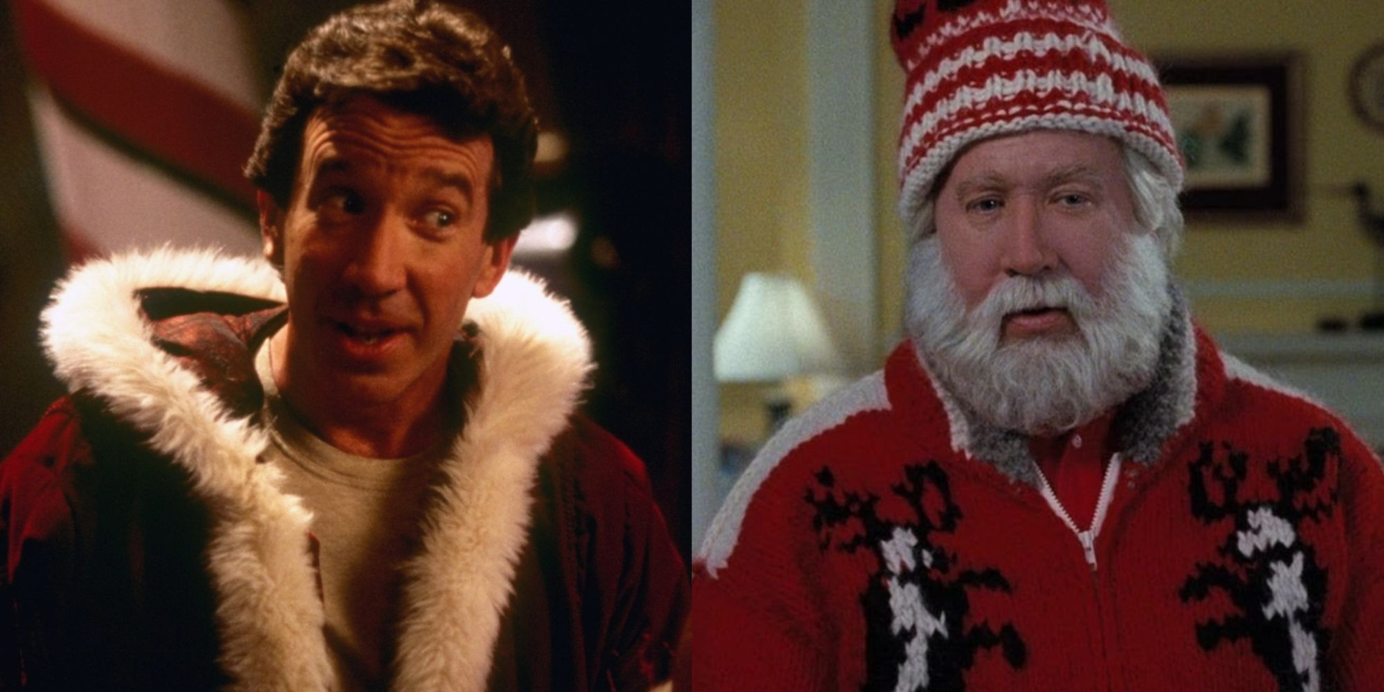 Split image of Scott Calvin at different stages as Santa in The Santa Clause (1994)