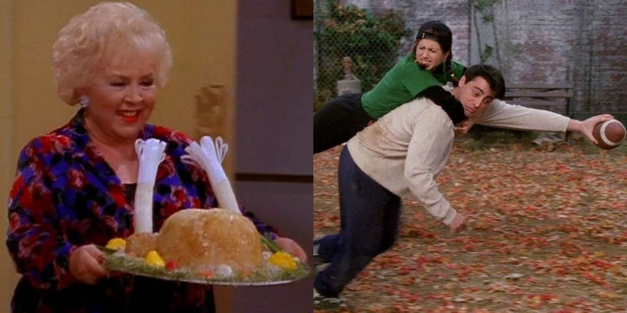 Split image of Thanksgiving episodes from Everybody Loves Raymond and Friends