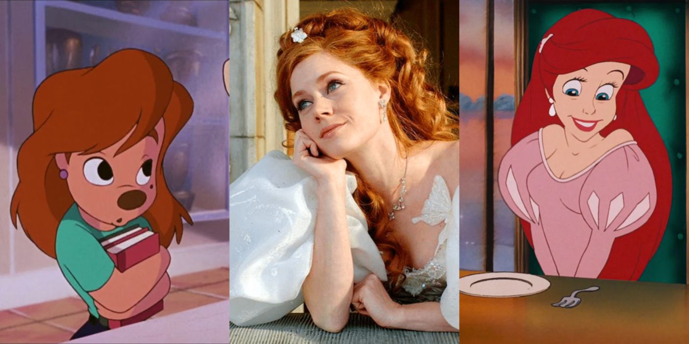 split image showing Disneys Ariel, Giselle, and Roxanne