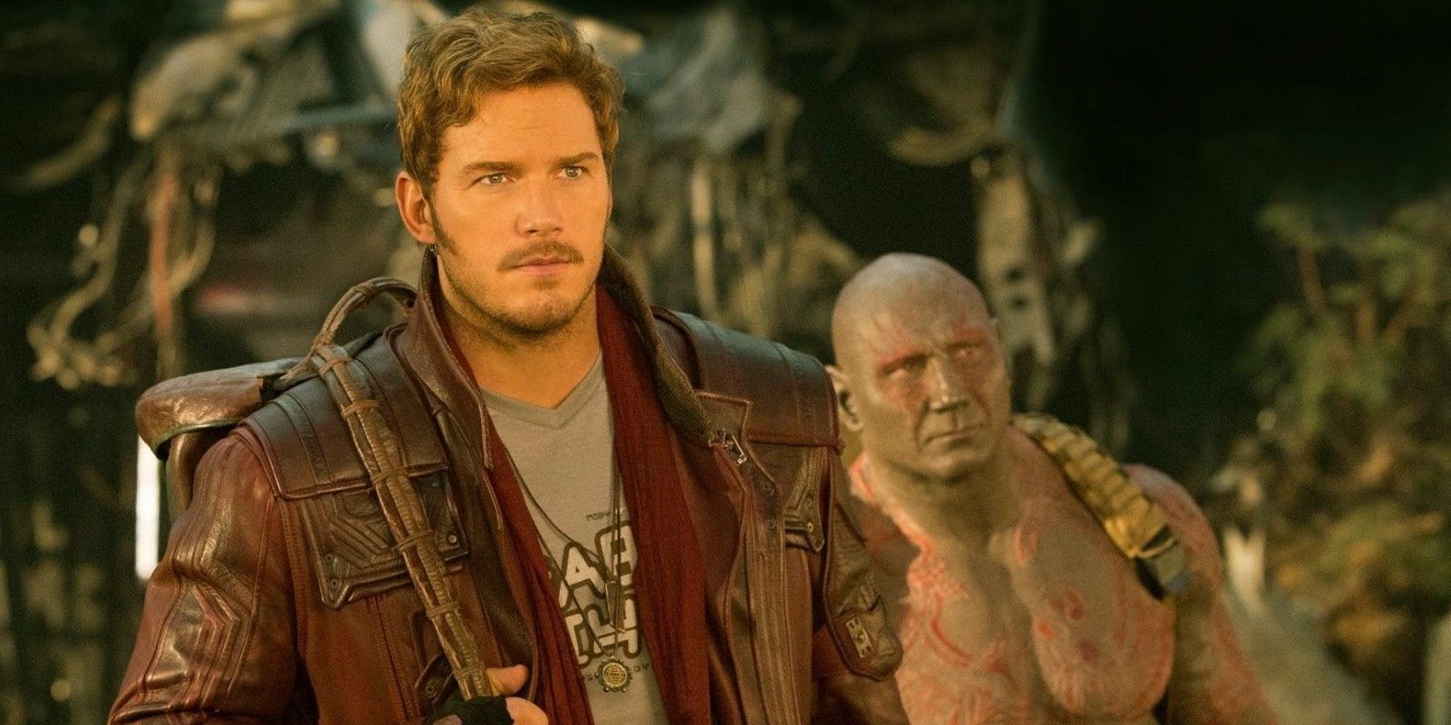 Star-Lord and Drax standing next to each other