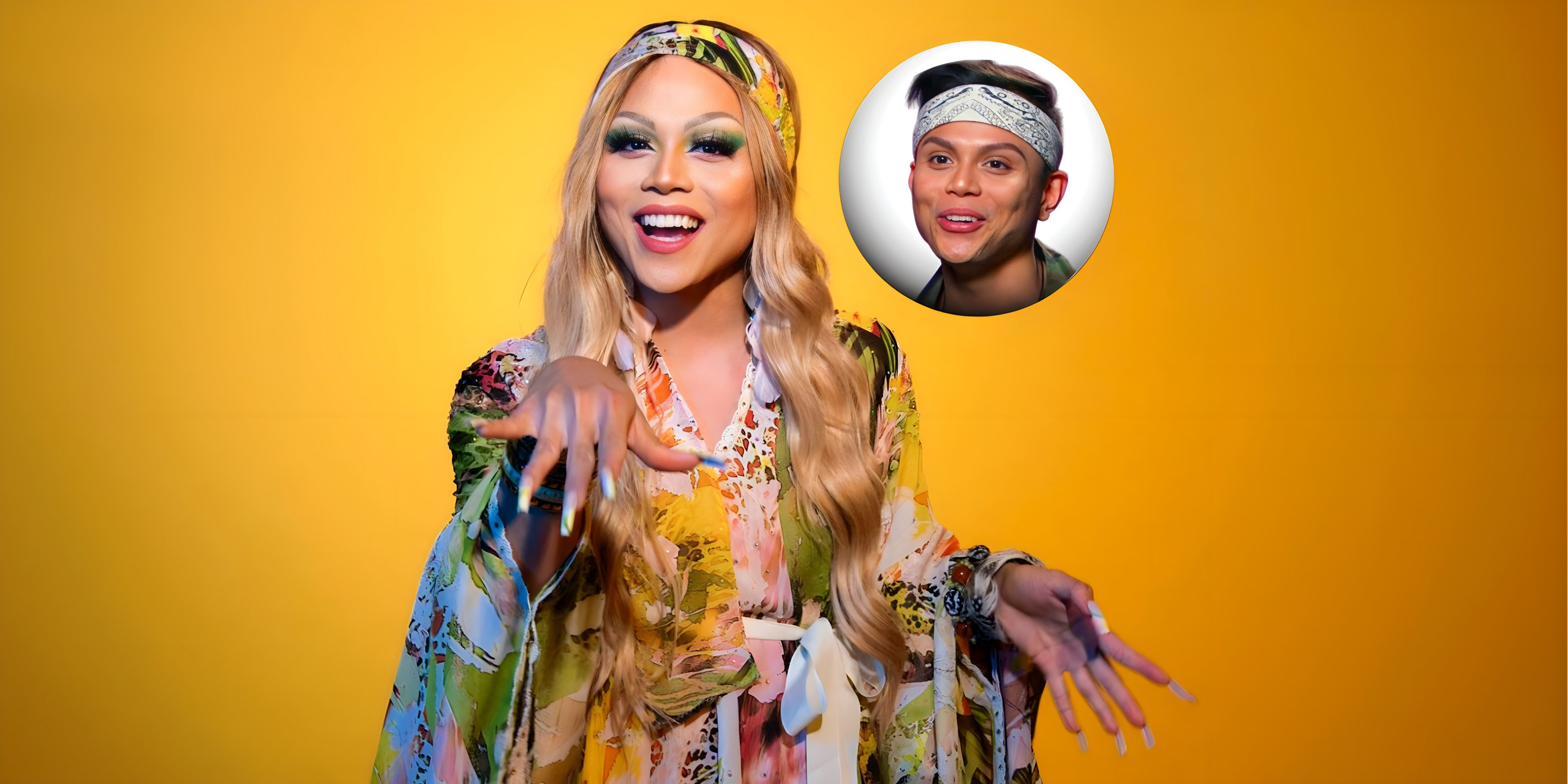 Stephanie Prince yellow background inset photo RuPaul's Drag Face