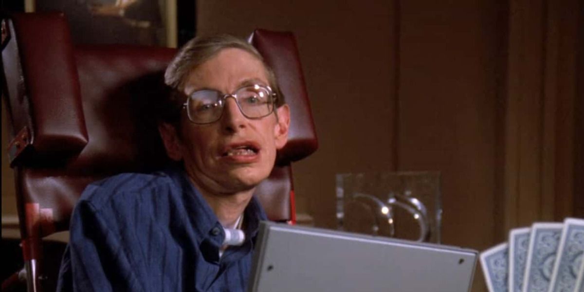 An image of Stephen Hawking appearing on Star Trek The Next Generation is shown.