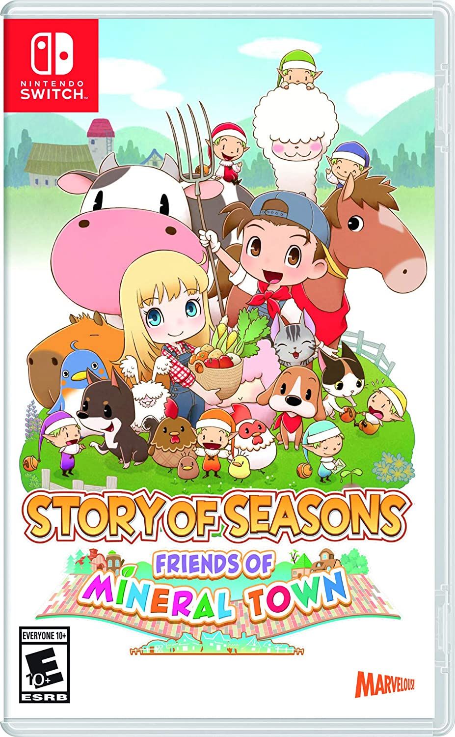 Story of Seasons: two farmers and their happy cartoon animals 
