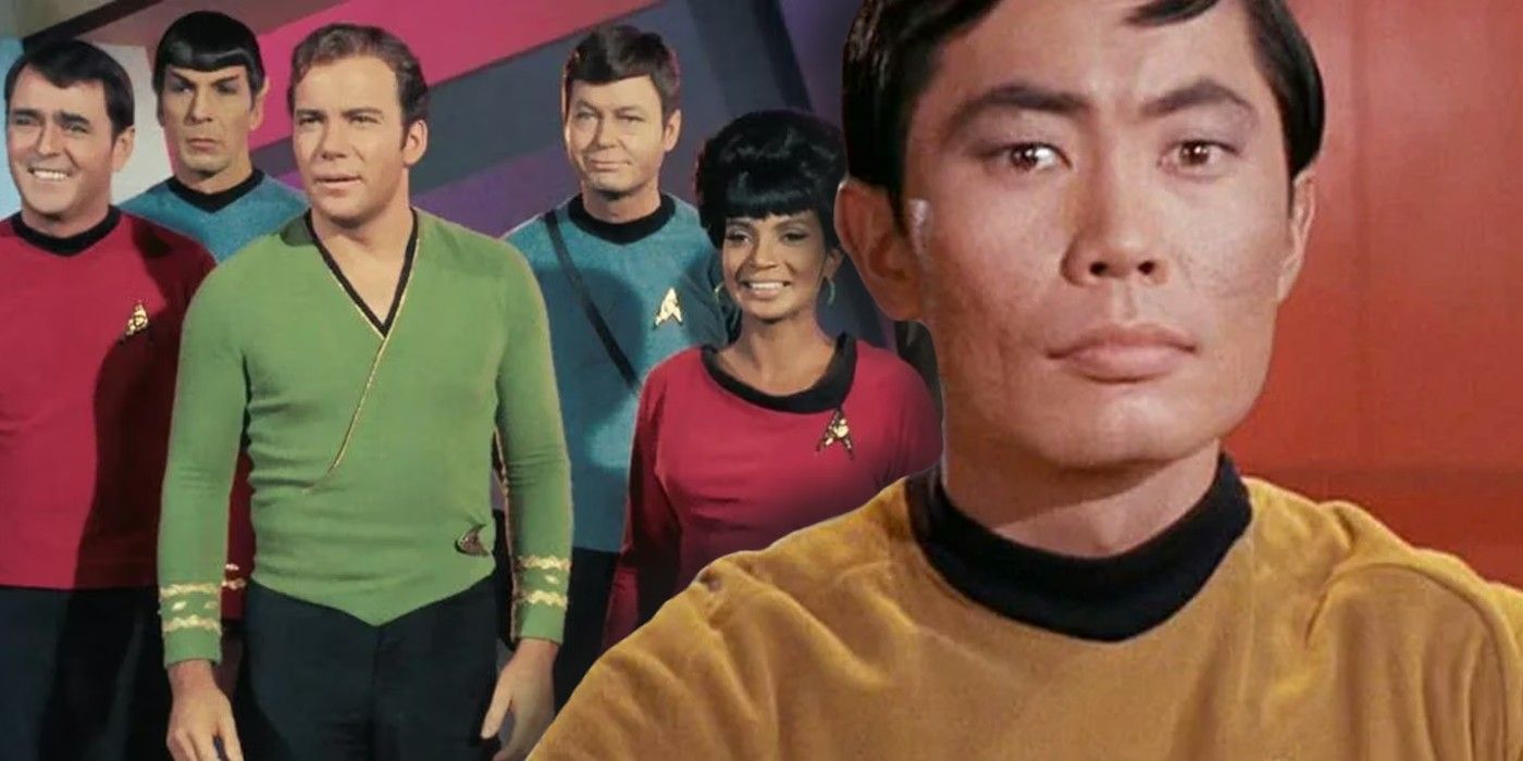 Blended image of the Star Trek crew and Sulu