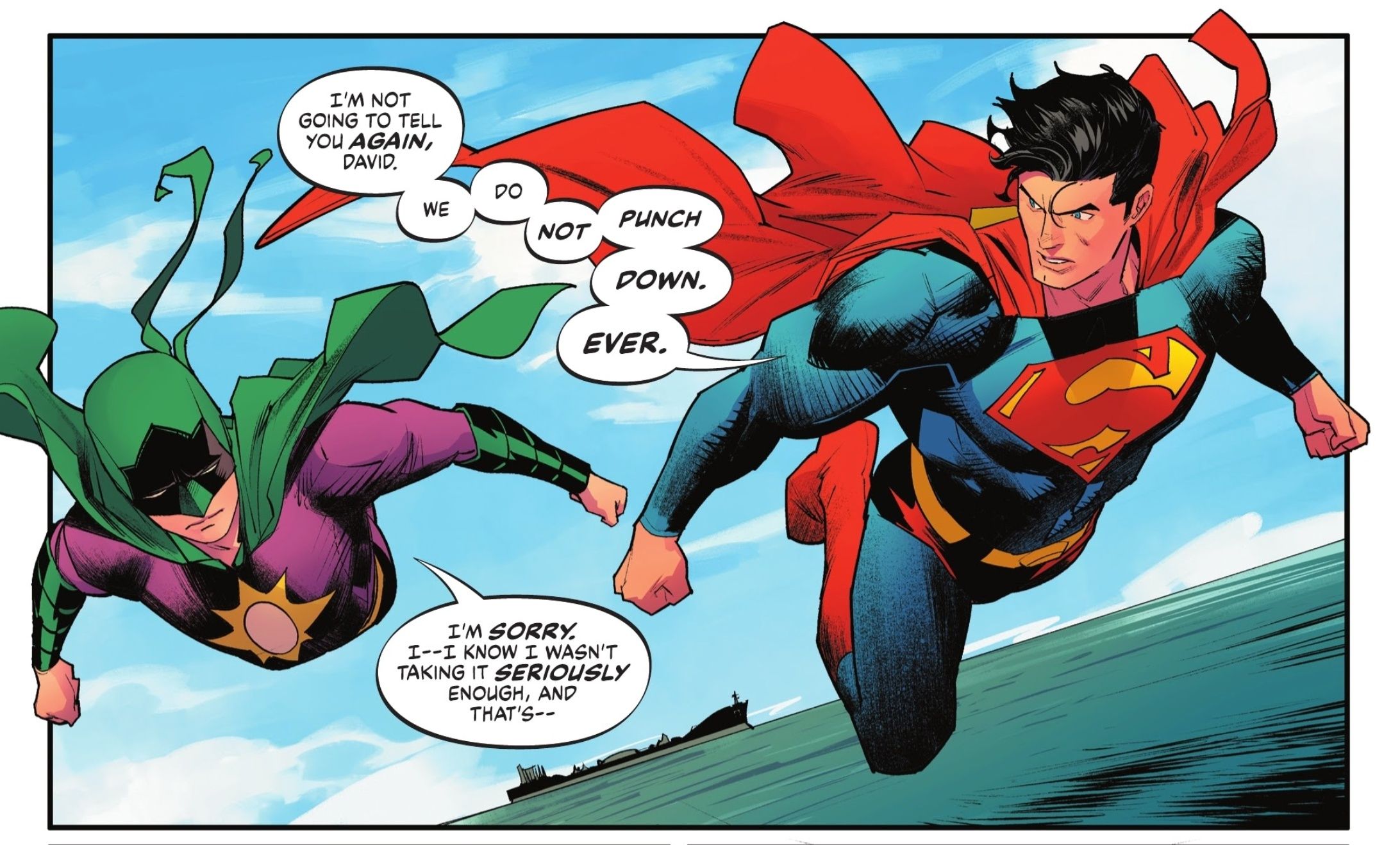 Superman e Boy Thunder em Batman: Superman World's Finest #9