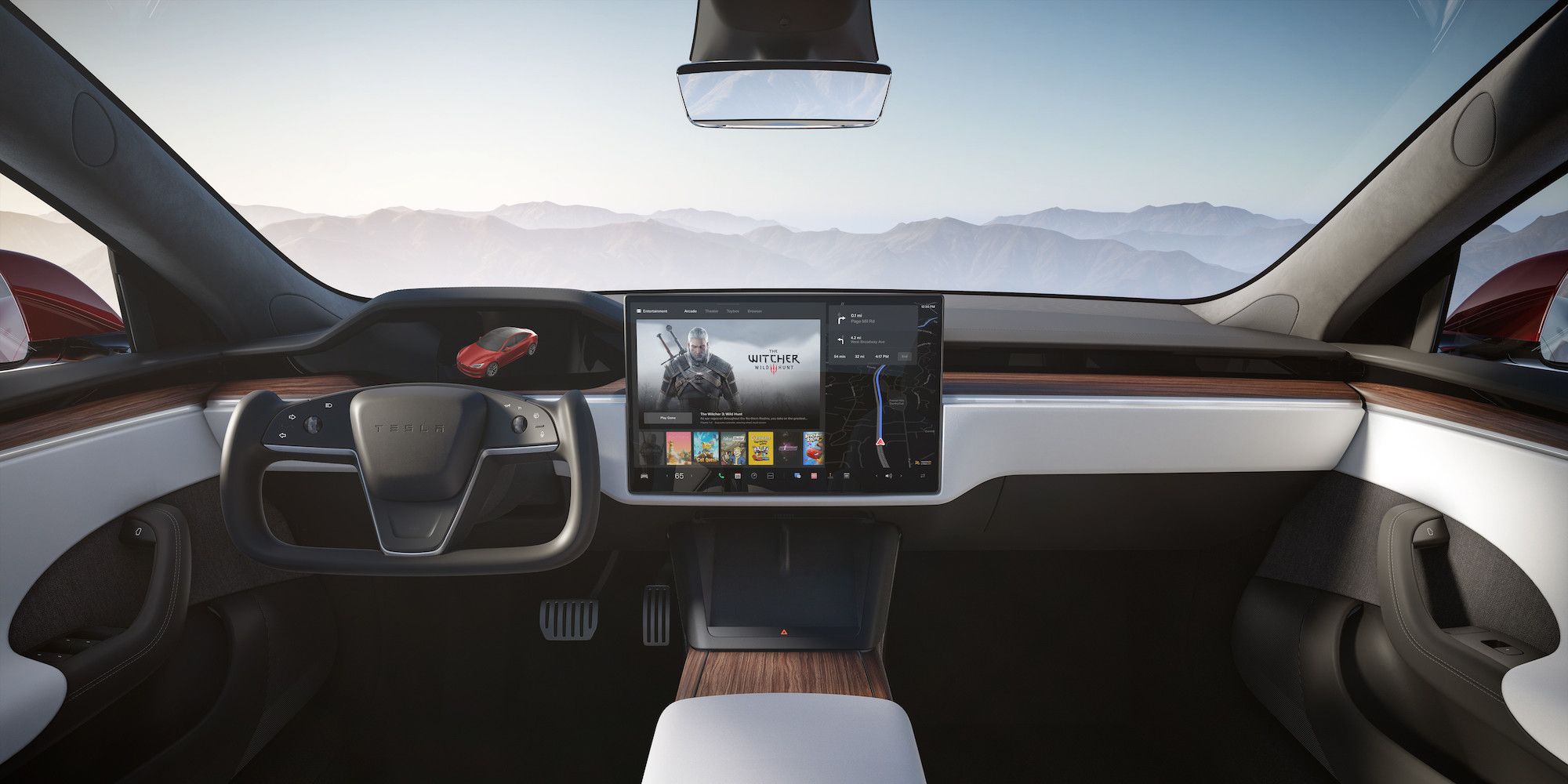 Um Tesla Model S com conectividade premium