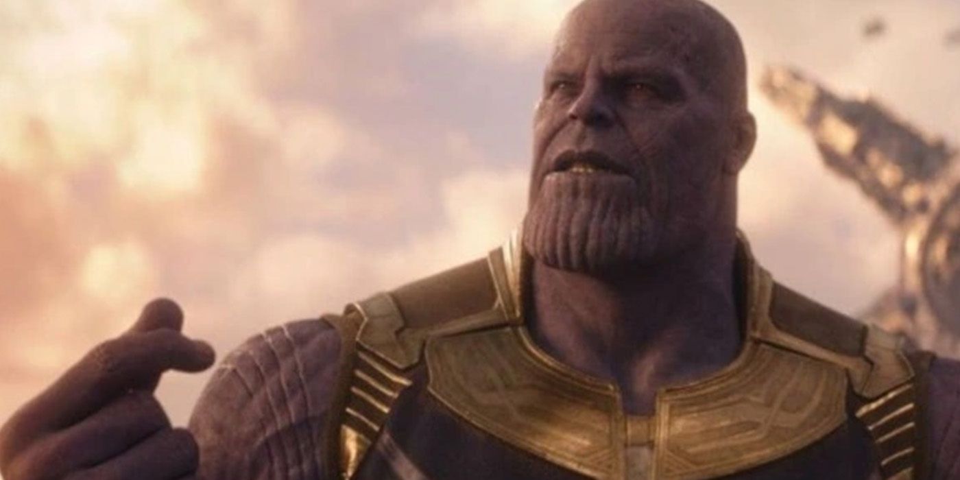 Thanos fazendo um piscar de olhos em Avengers Endgame