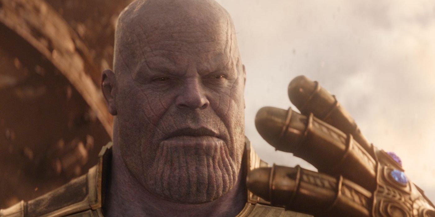 Thanos looks at the Infinity Gauntlet in Infinity War 