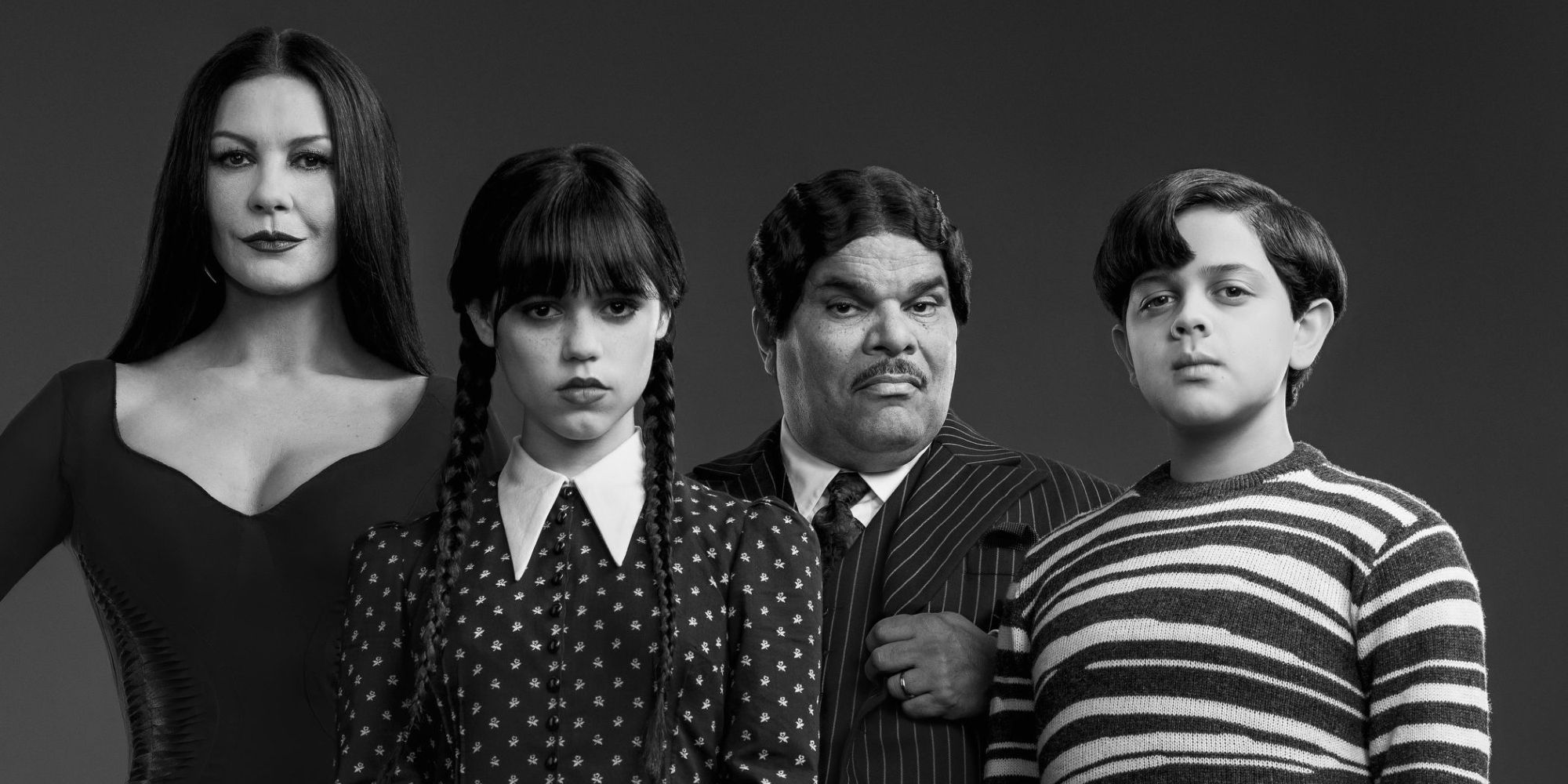 Jenna Ortega;  Catherine Zeta-Jones;  Luis Guzmán;  Isaac Ordonez;  Tim Burton