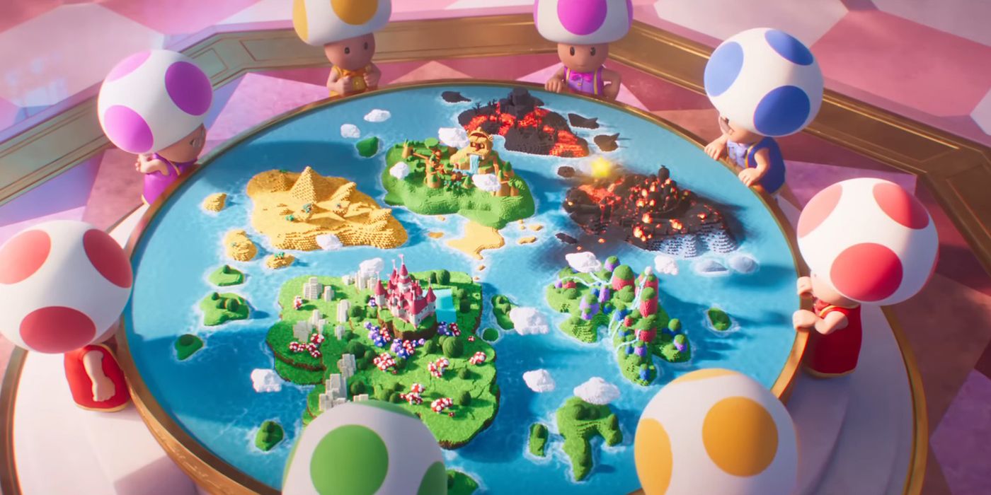 The map of the Mushroom Kingdom in Super Mario Bros Movie