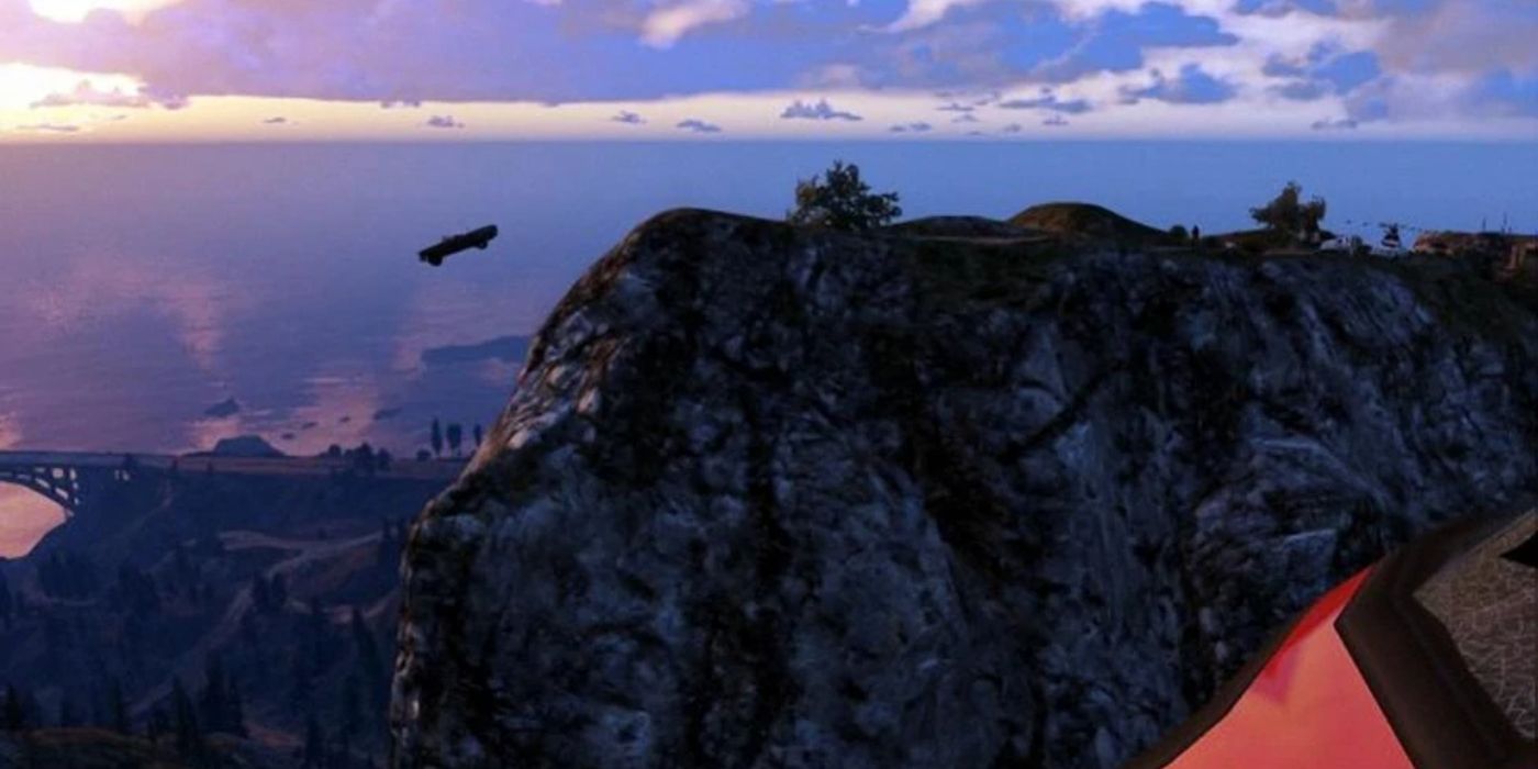 A hidden Thelma & Louise Easter egg in GTA Online, in which two women drive off a variant convertible off a cliff as they're being chased by the police.