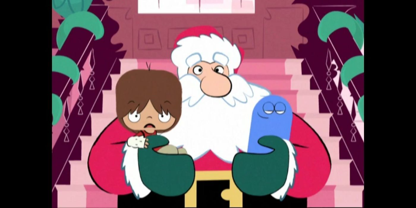 แม็กซ์และบลูนั่งบนตักซานต้า