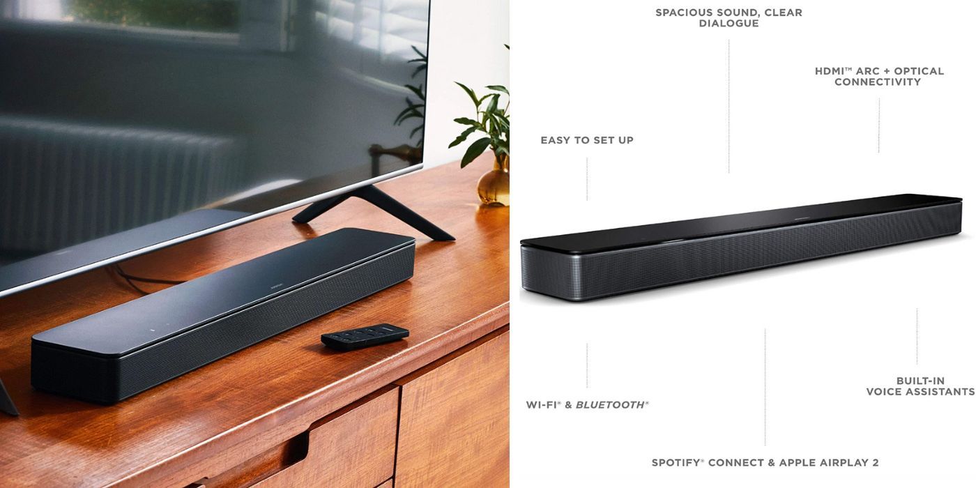 Two side by side images of Bose Soundbar