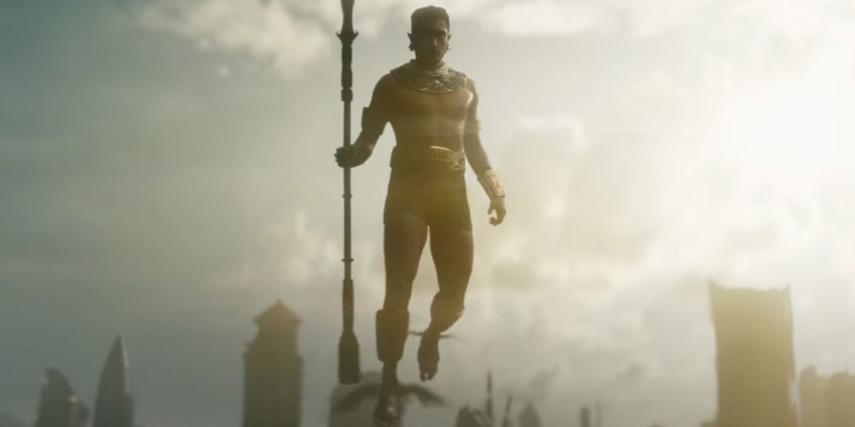 Gambar Namor dan kaki bersayapnya dari Black Panther 2 ditampilkan.