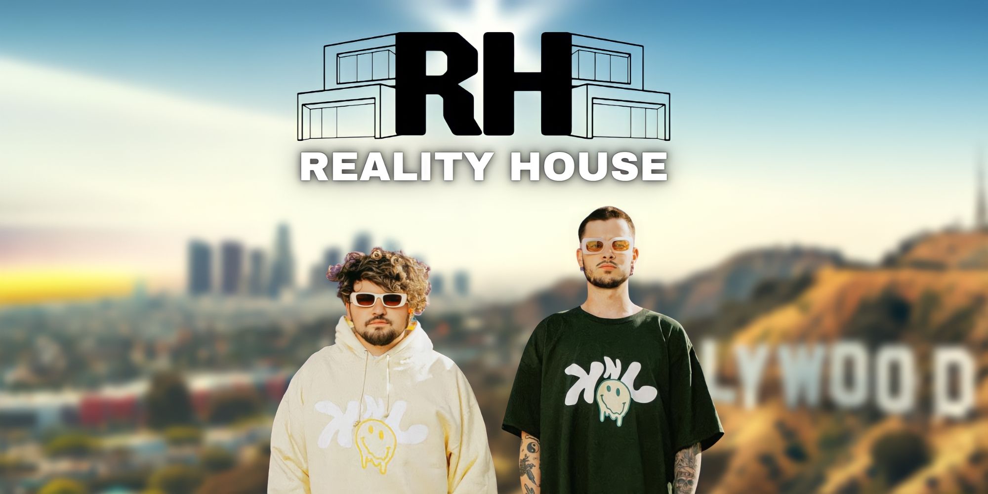Reality House two cast members with show logo
