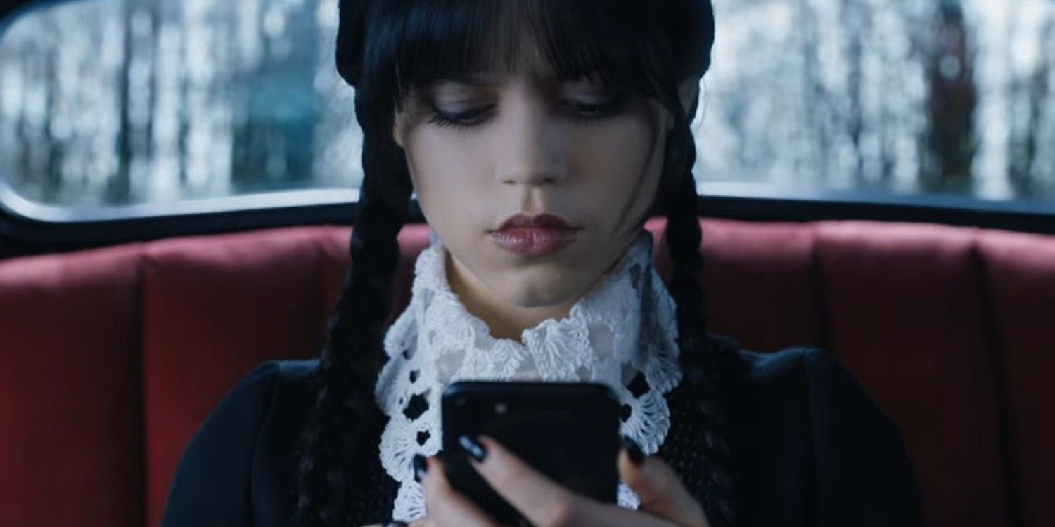 Wednesday Addams On Phone Getting Text in Finale