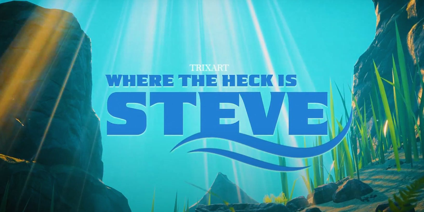 A screenshot from Goat Simulator 3's parody of Finding Nemo, "Where The Heck Is Steve."