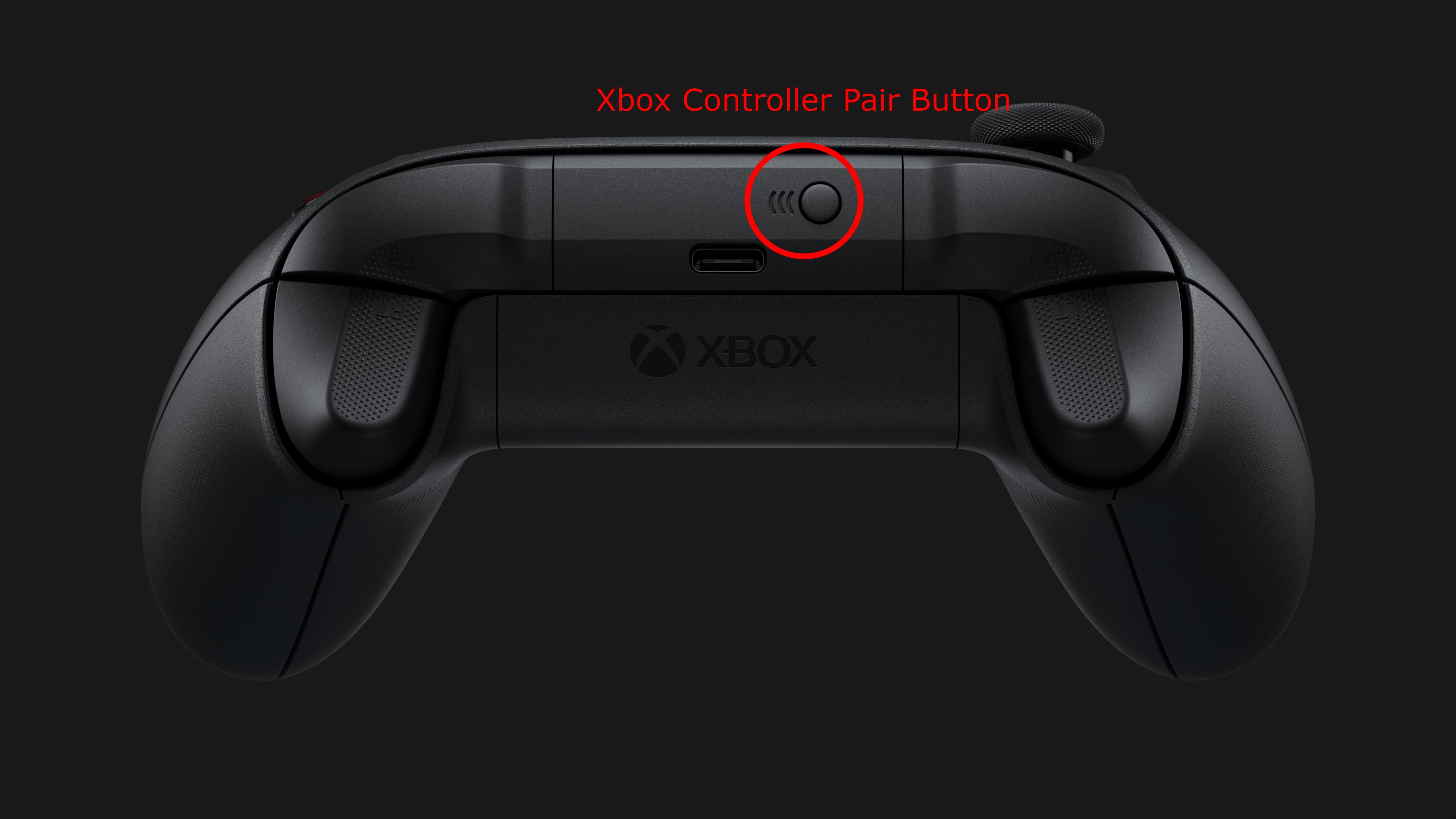Arte oficial do controle Xbox com botão de par marcado