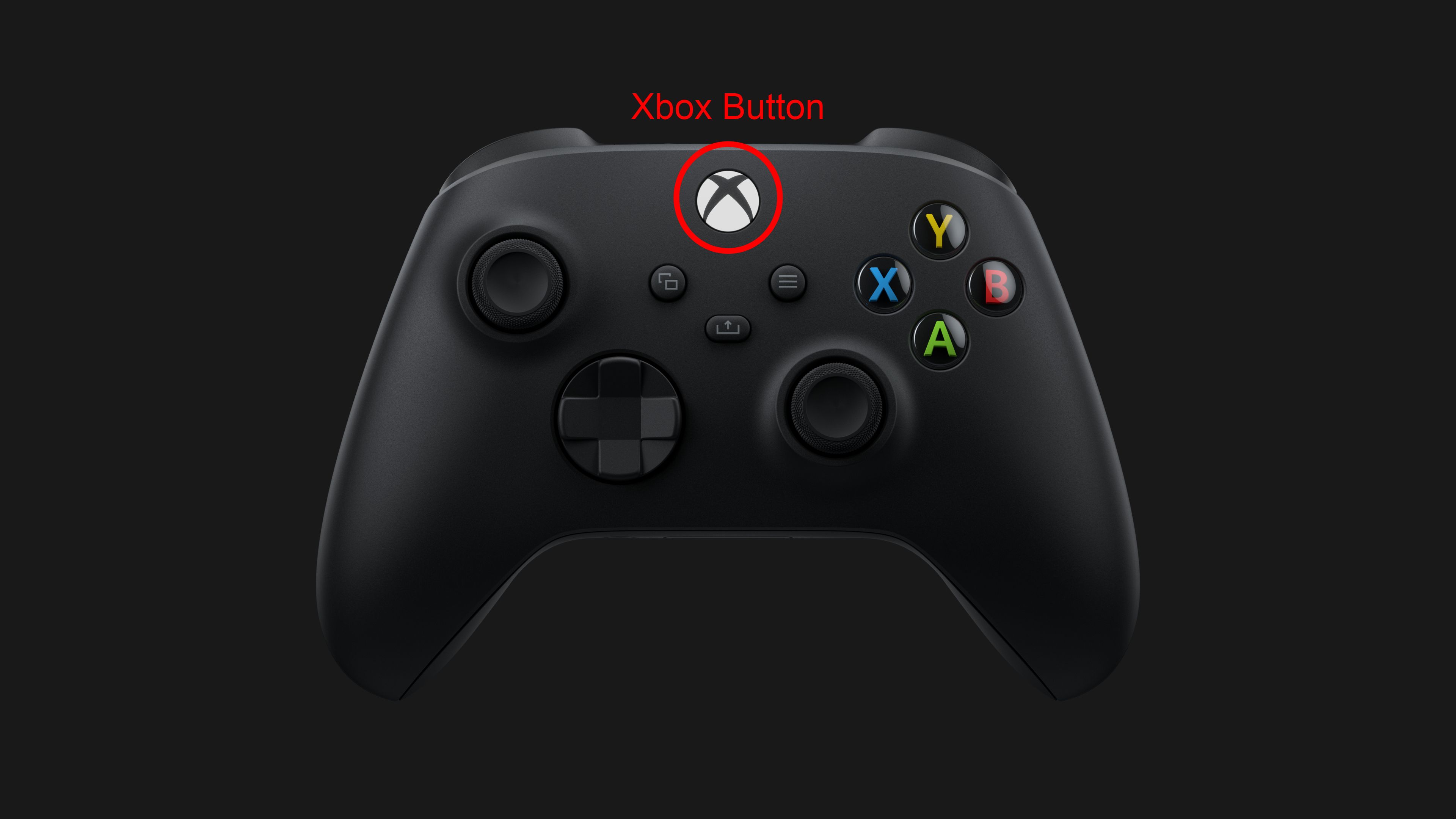 Arte oficial do controle do Xbox com o botão do Xbox marcado