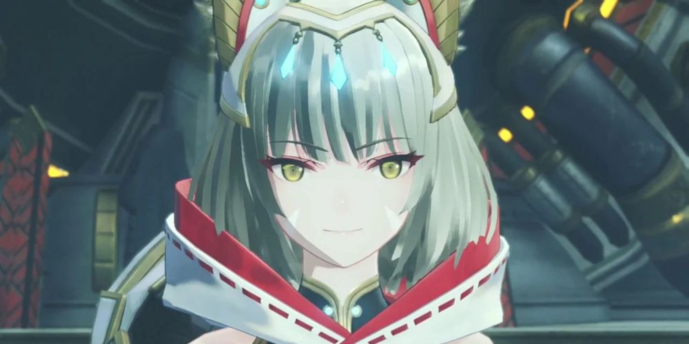 Nia usa uma gola alta em Xenoblade Chronicles 3